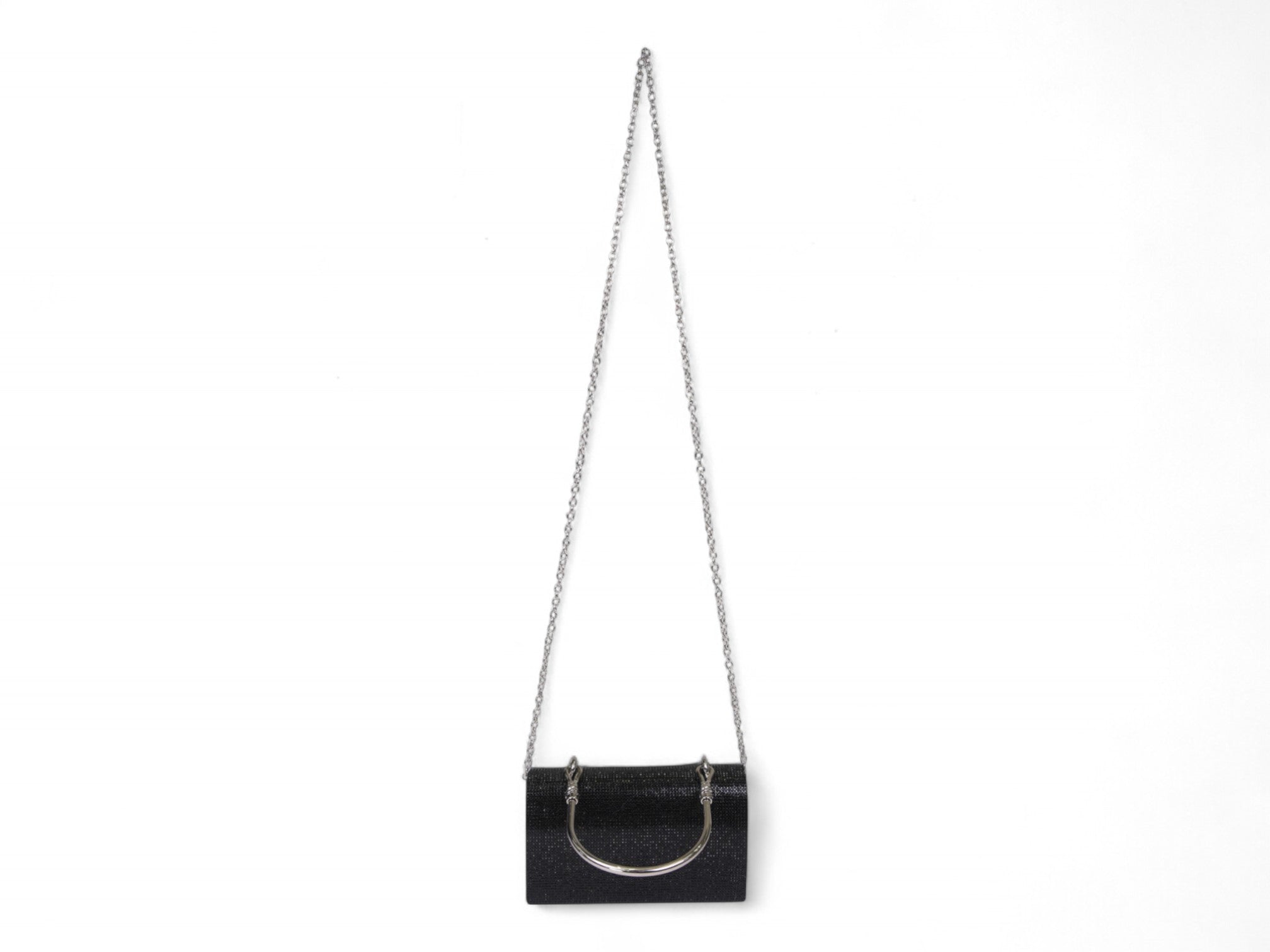 Black Satin Pearl Brooch Clutch