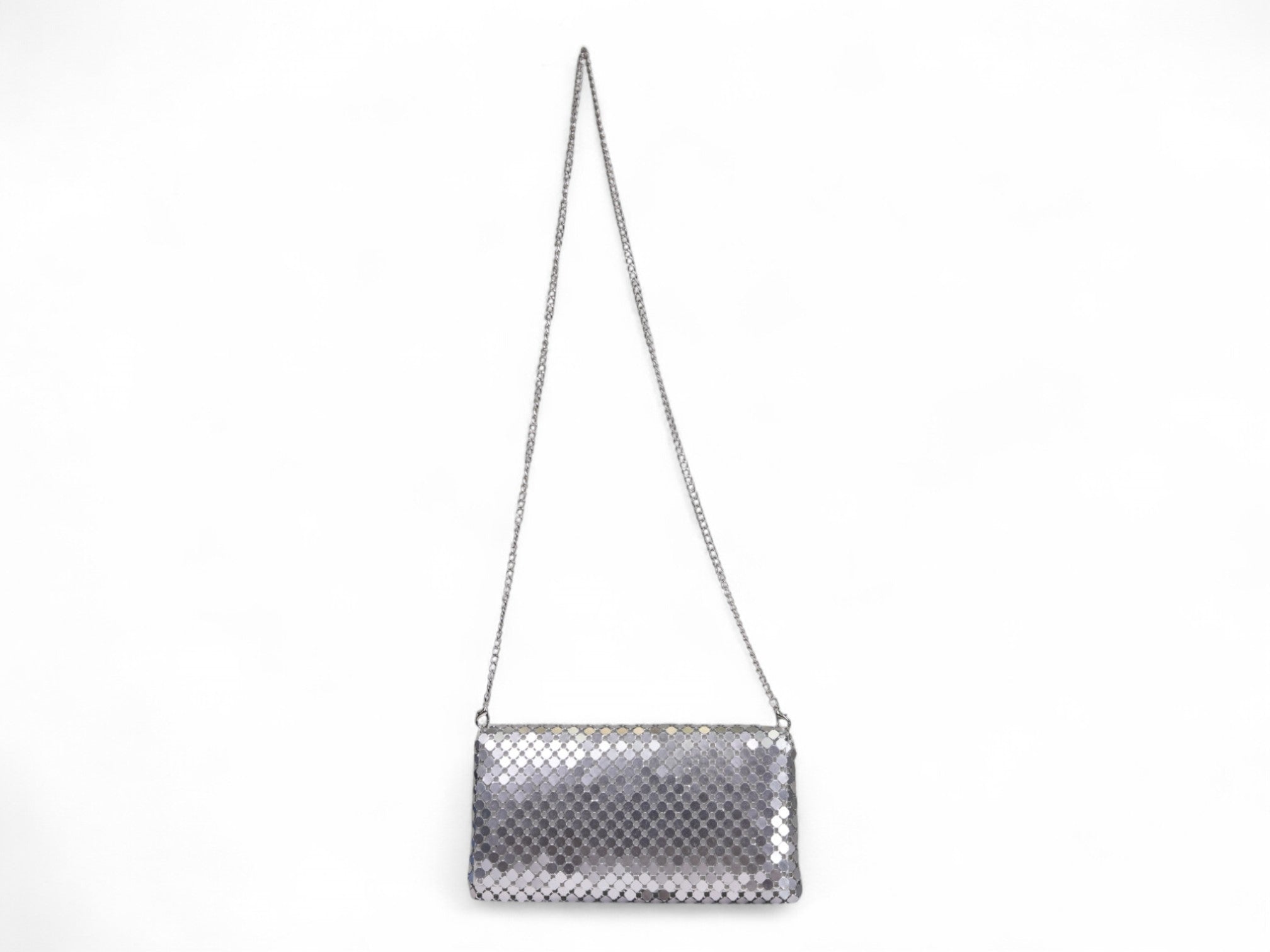Silver Metal Mesh Clutch
