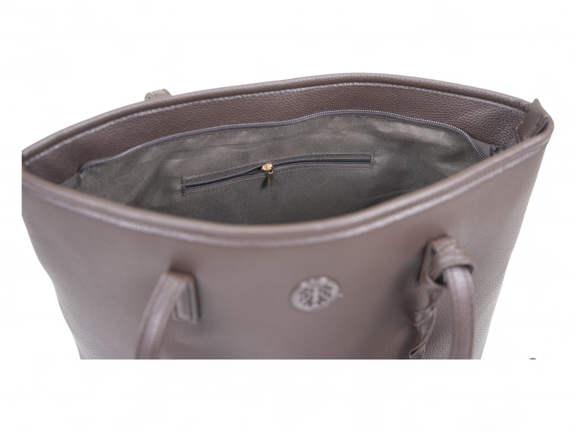 Brown carry all tote with wallet