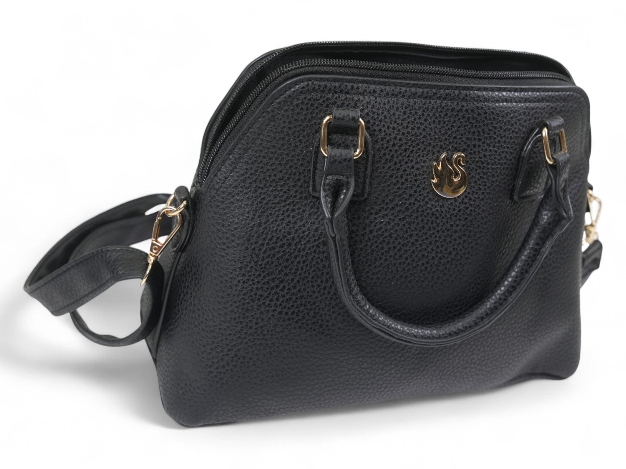 Black Satchel Double Handle