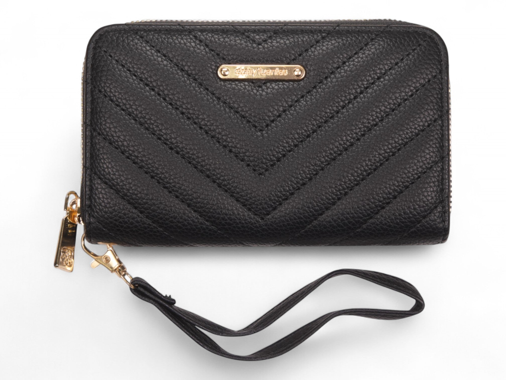 Daisy Fuentes Black Zip Chevron Wallet