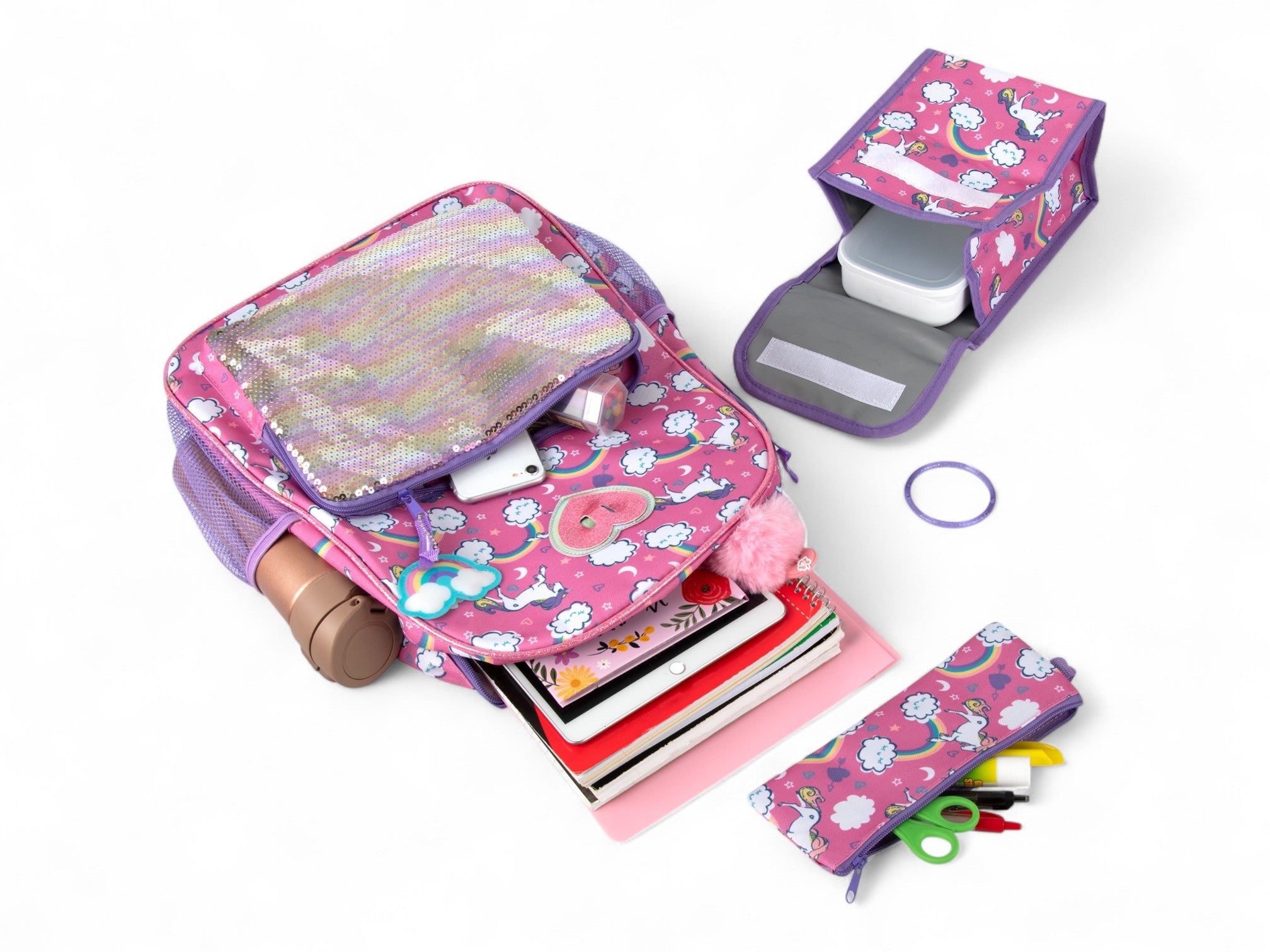 Unicorn Sequin Backpack and Accessories Set
