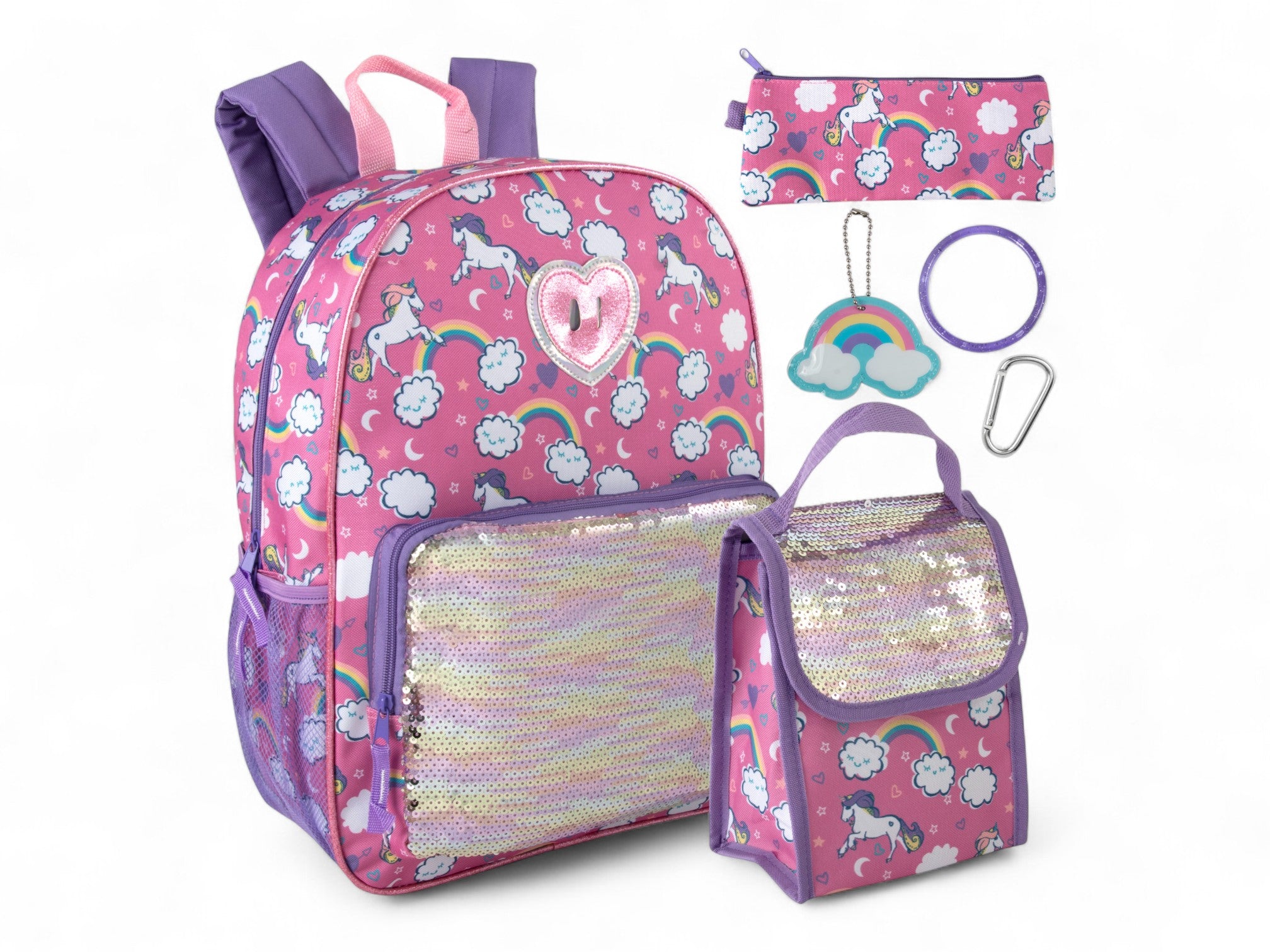Unicorn Sequin Backpack and Accessories Set