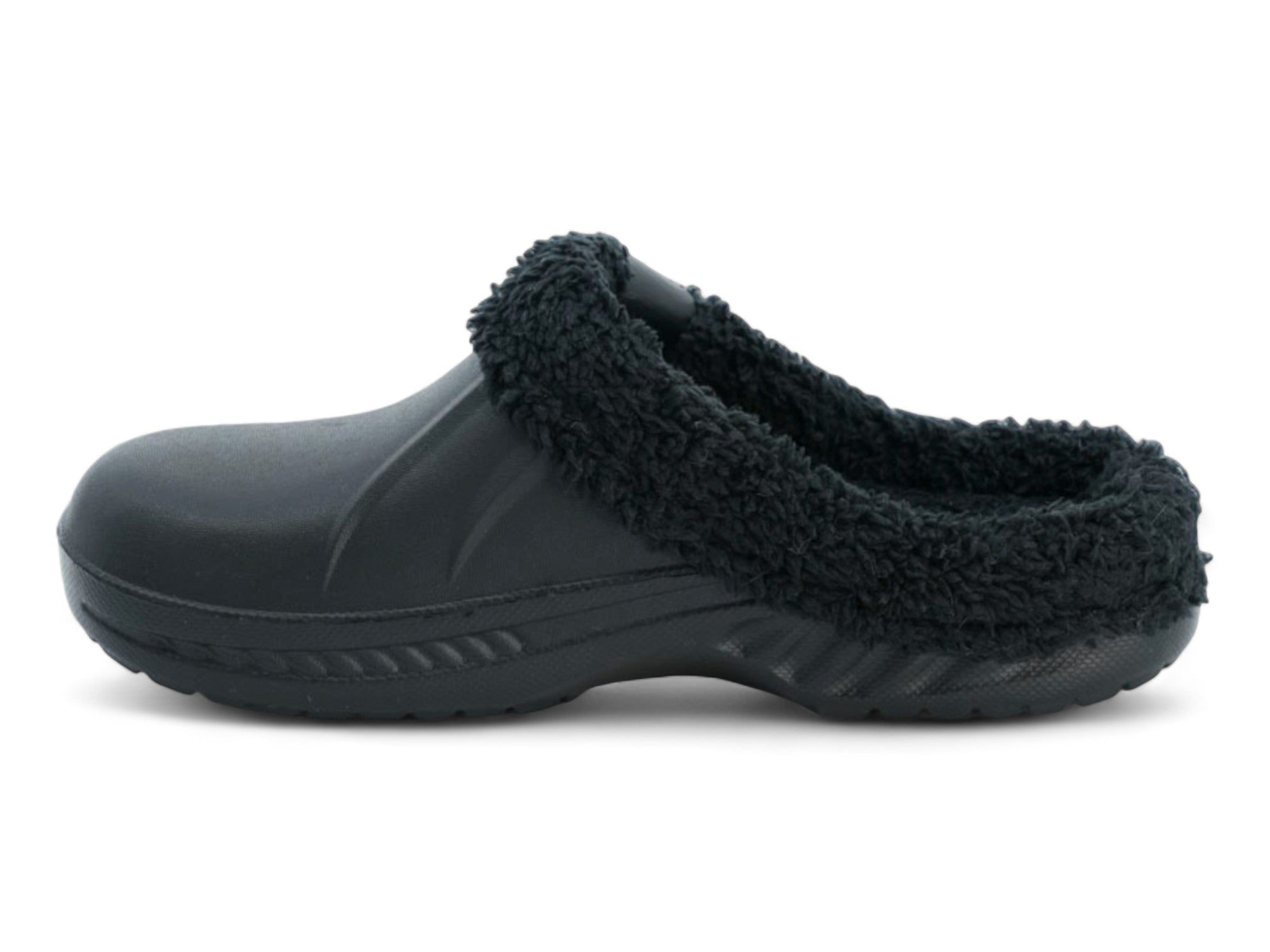 Women's Black Fleece Lined Slide Slipper