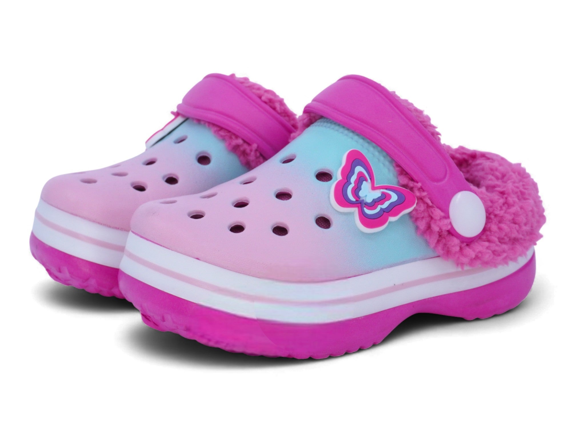Toddler Pink Butterfly Fleece-Lined Clog