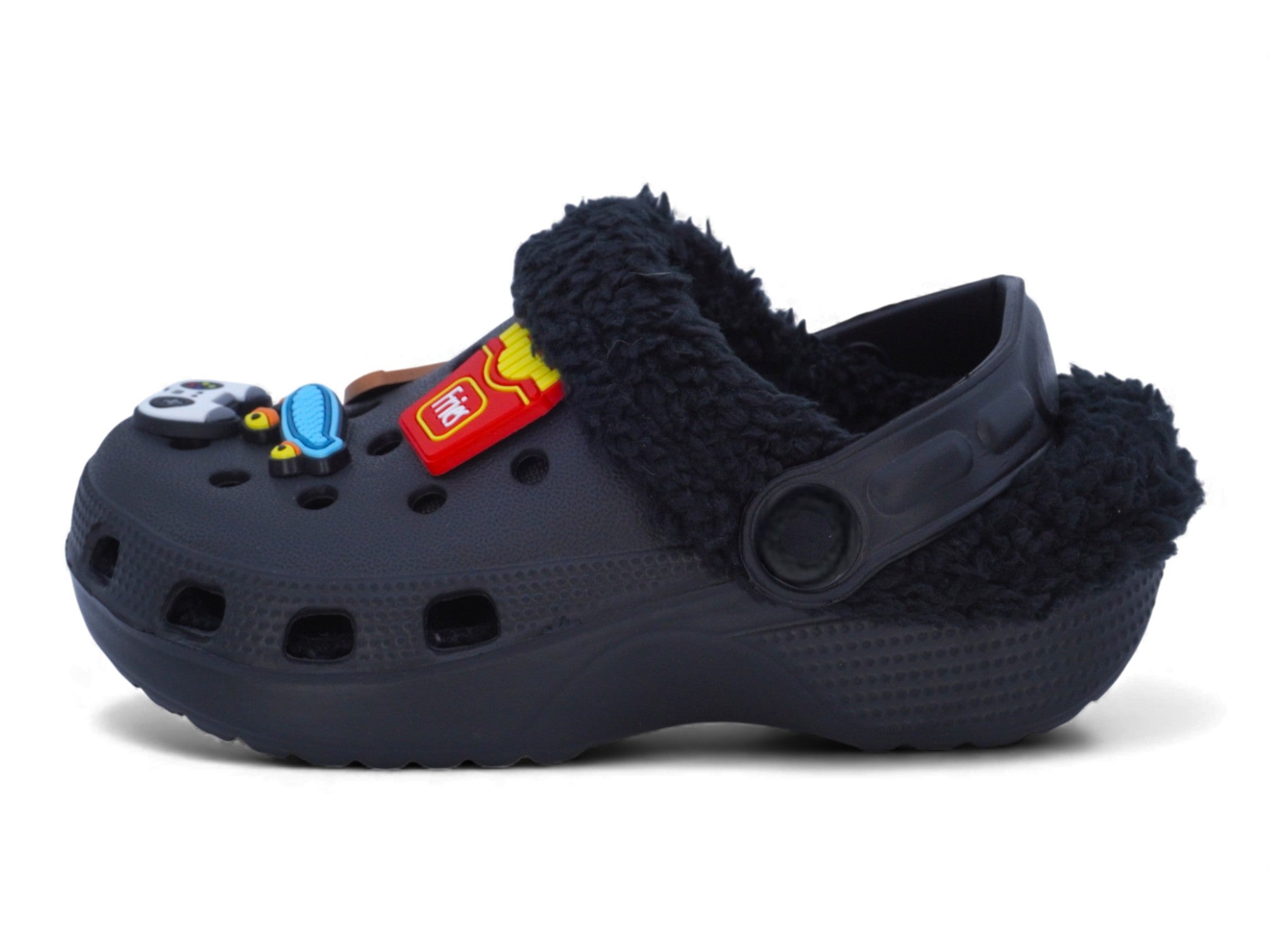 Boys' Black Charm Fleece-Lined Clog