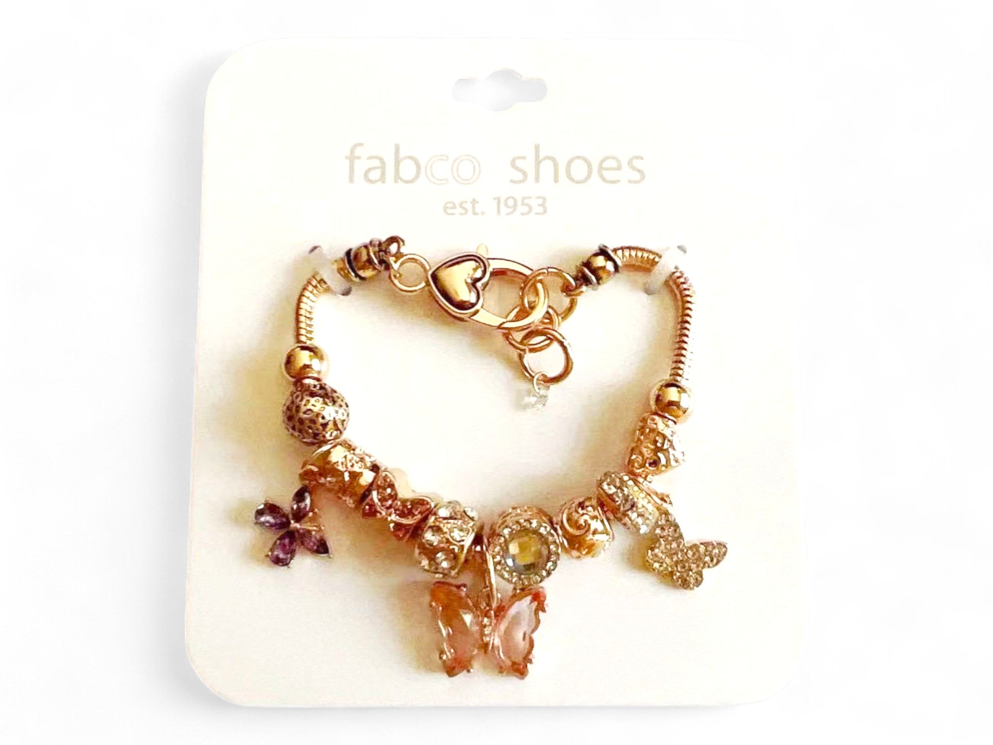 Gold Butterfly & Lock Charm Bracelet