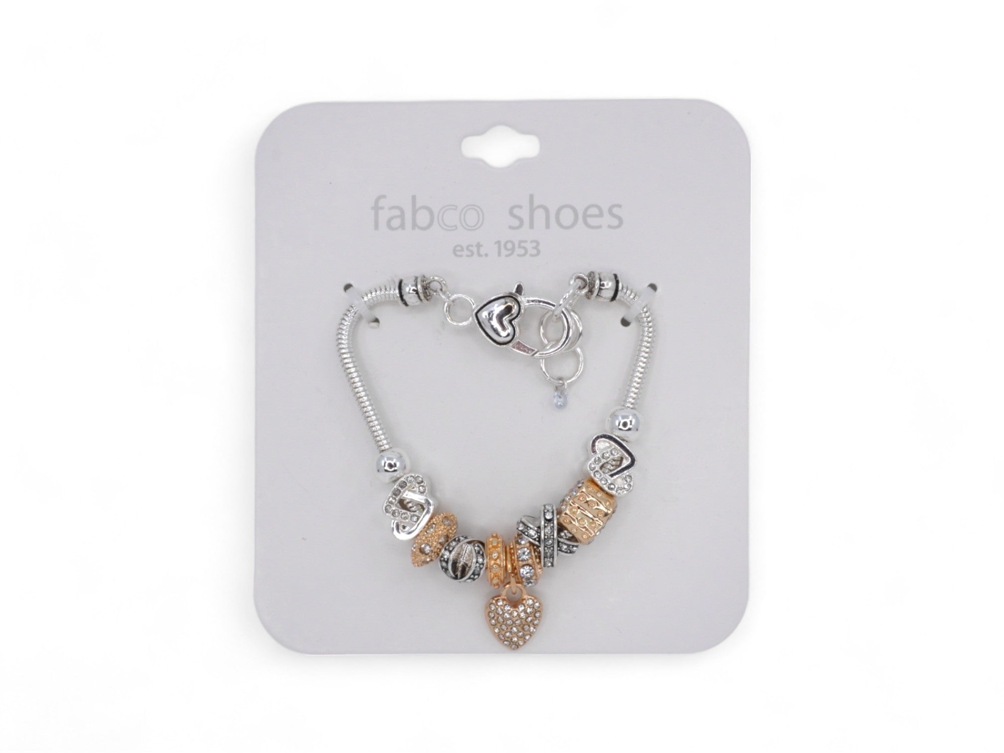Silver & Gold Heart Charm Bracelet