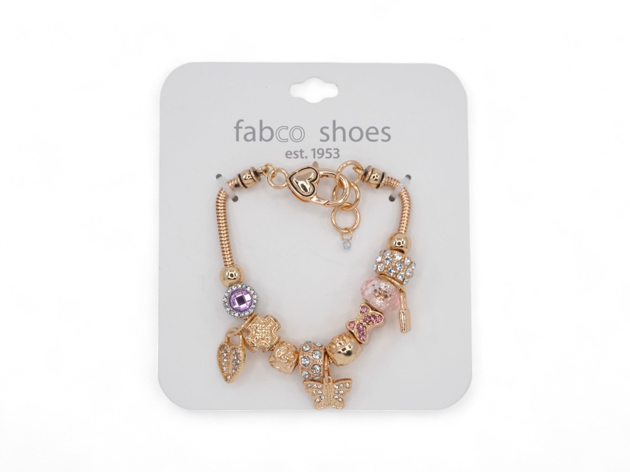 Gold Pink & Purple Butterfly Charm Bracelet
