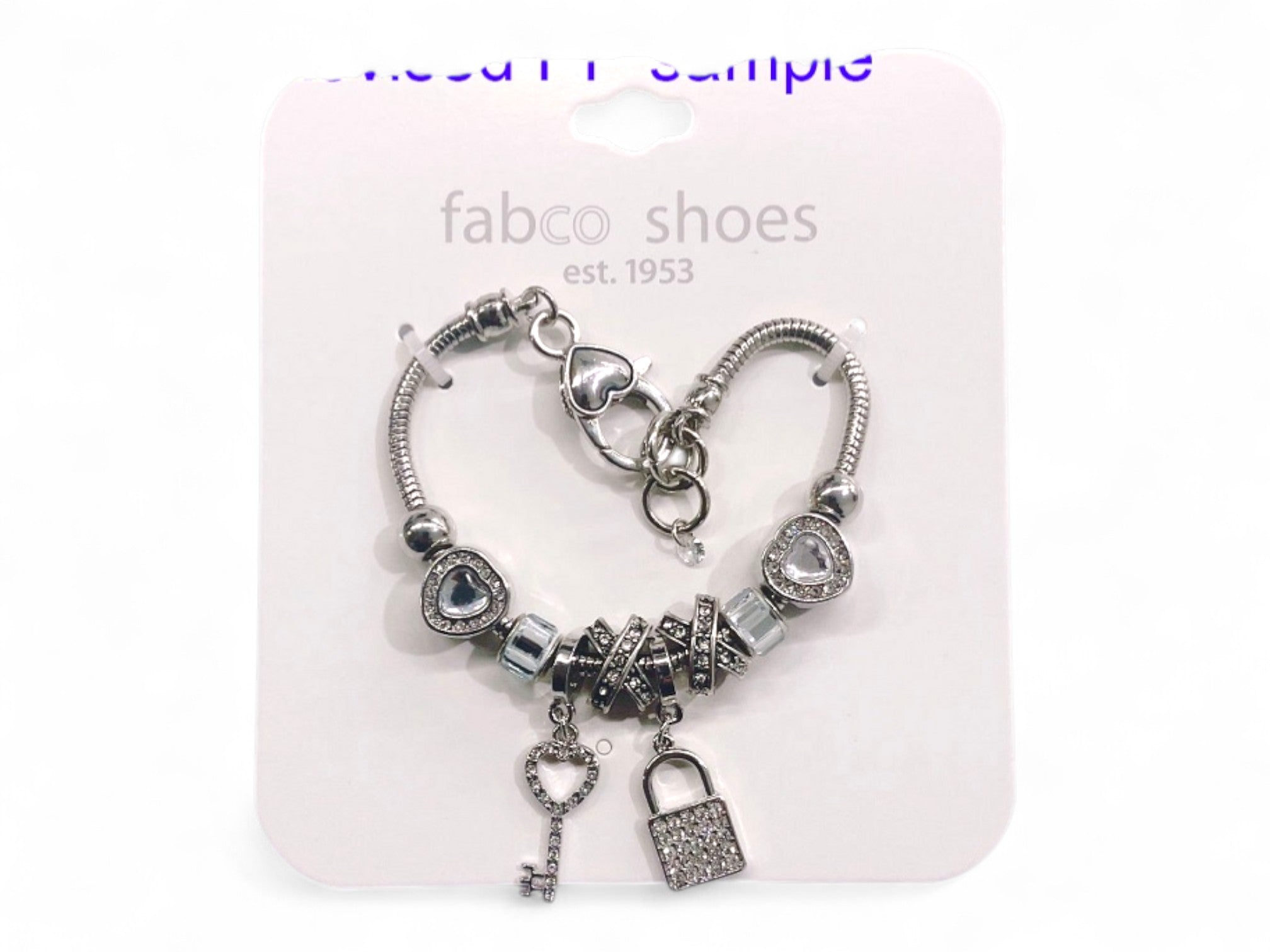 Rhodium Lock & Key Charm Bracelet