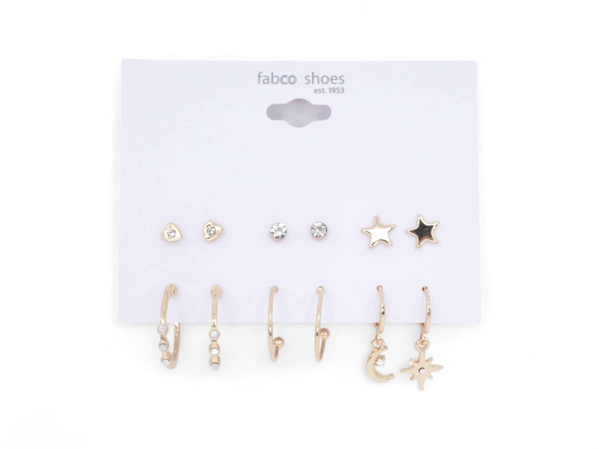 Star & Moon Gold Hoop and Stud Set - 6 Pairs