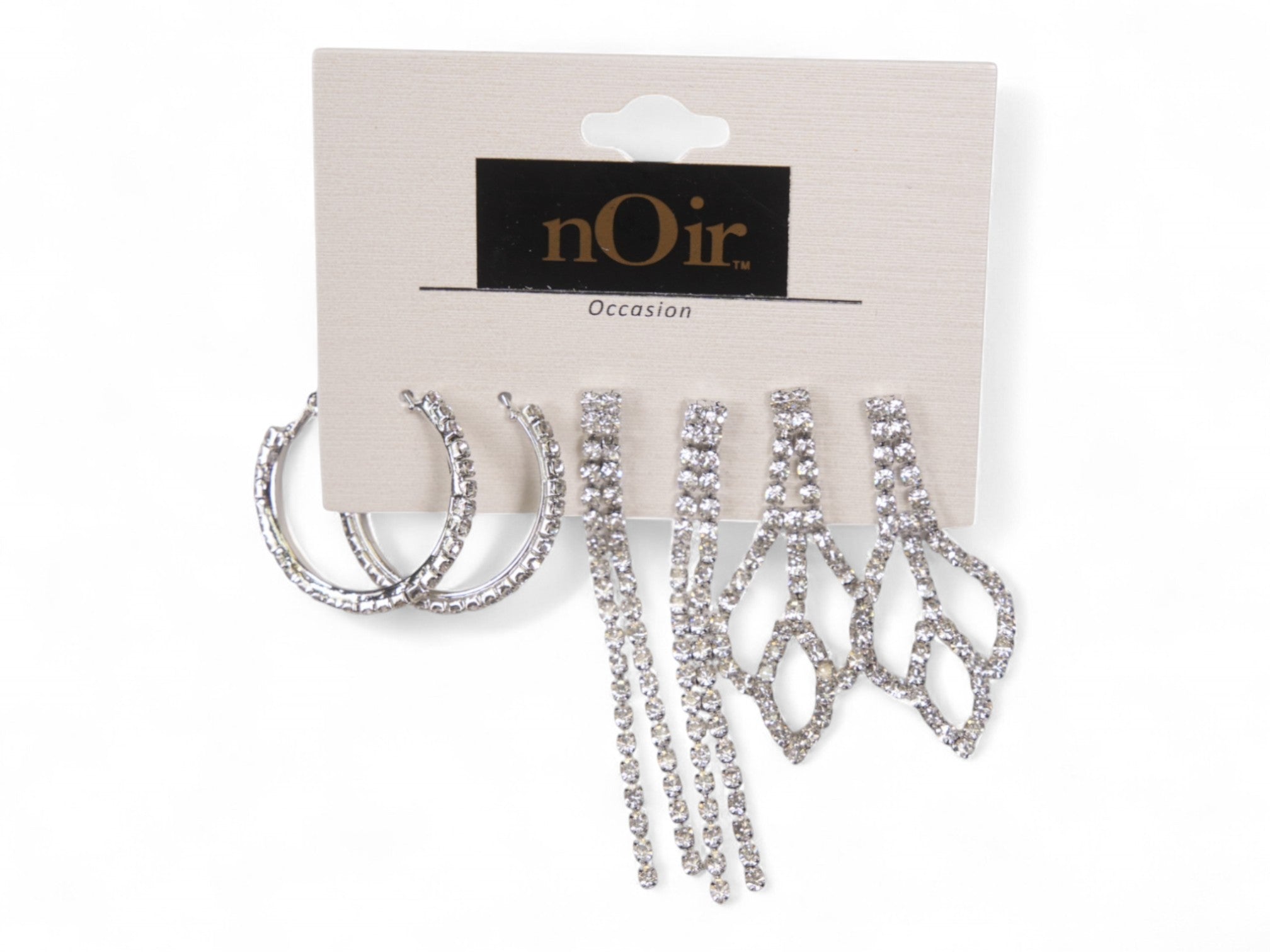 Silver Rhinestone Earring 3 Pack
