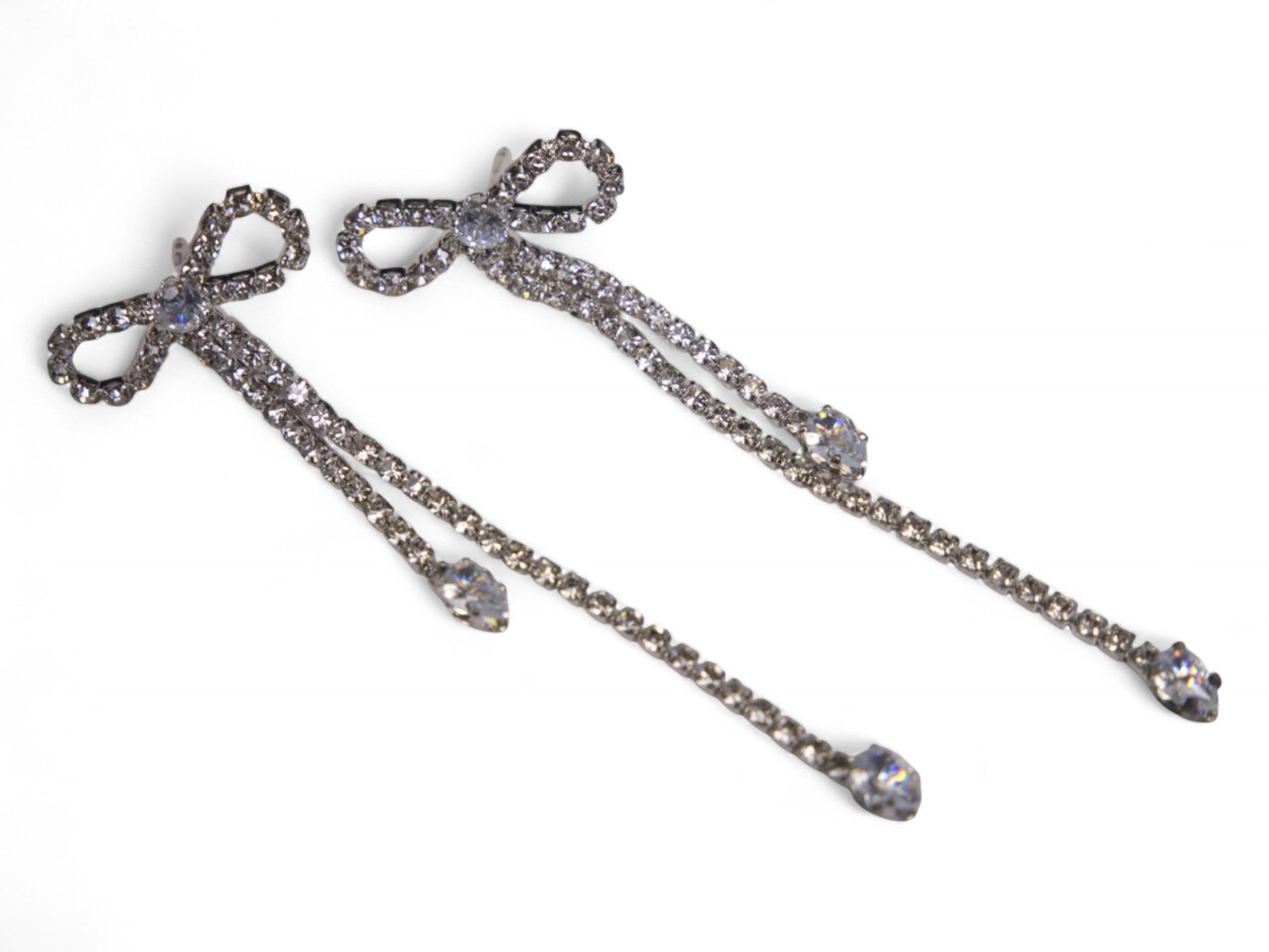 Silver CZ Bow Earring