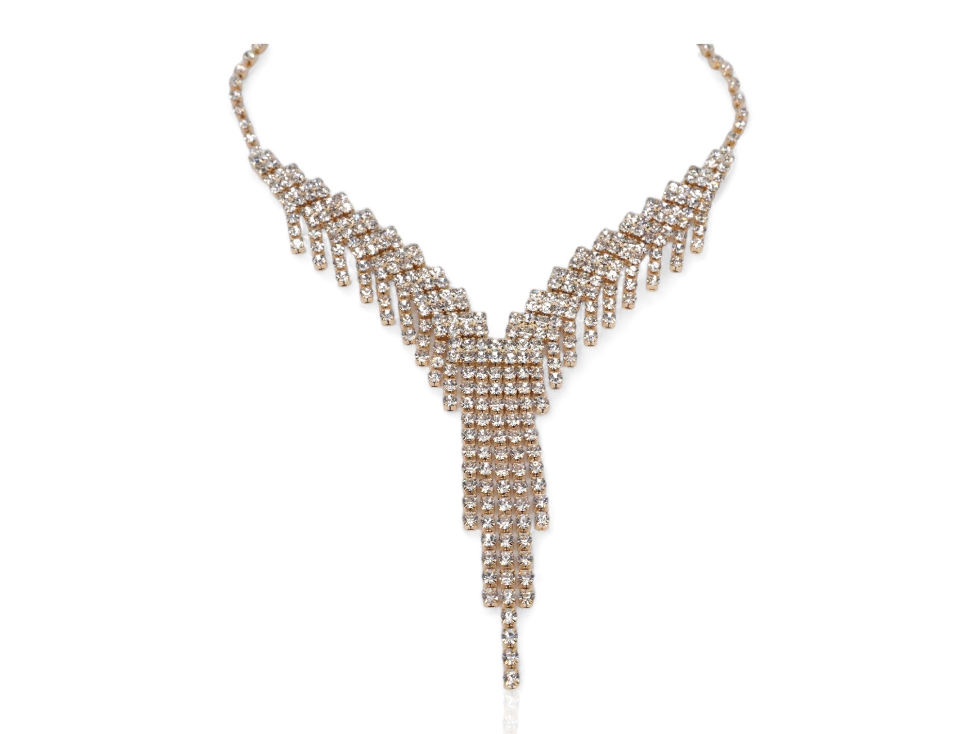 Gold Crystal Necklace & Earring Set