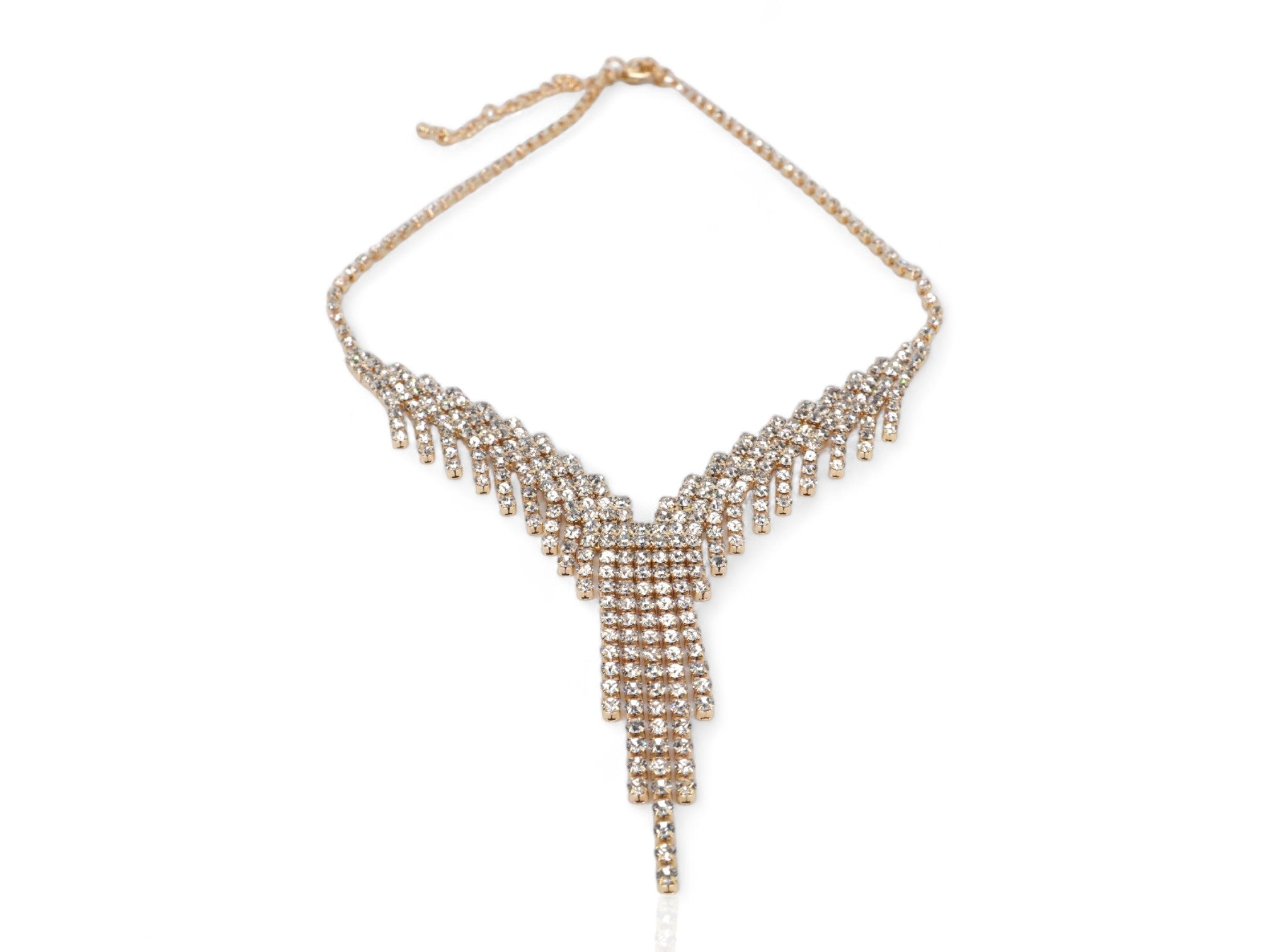 Gold Crystal Necklace & Earring Set