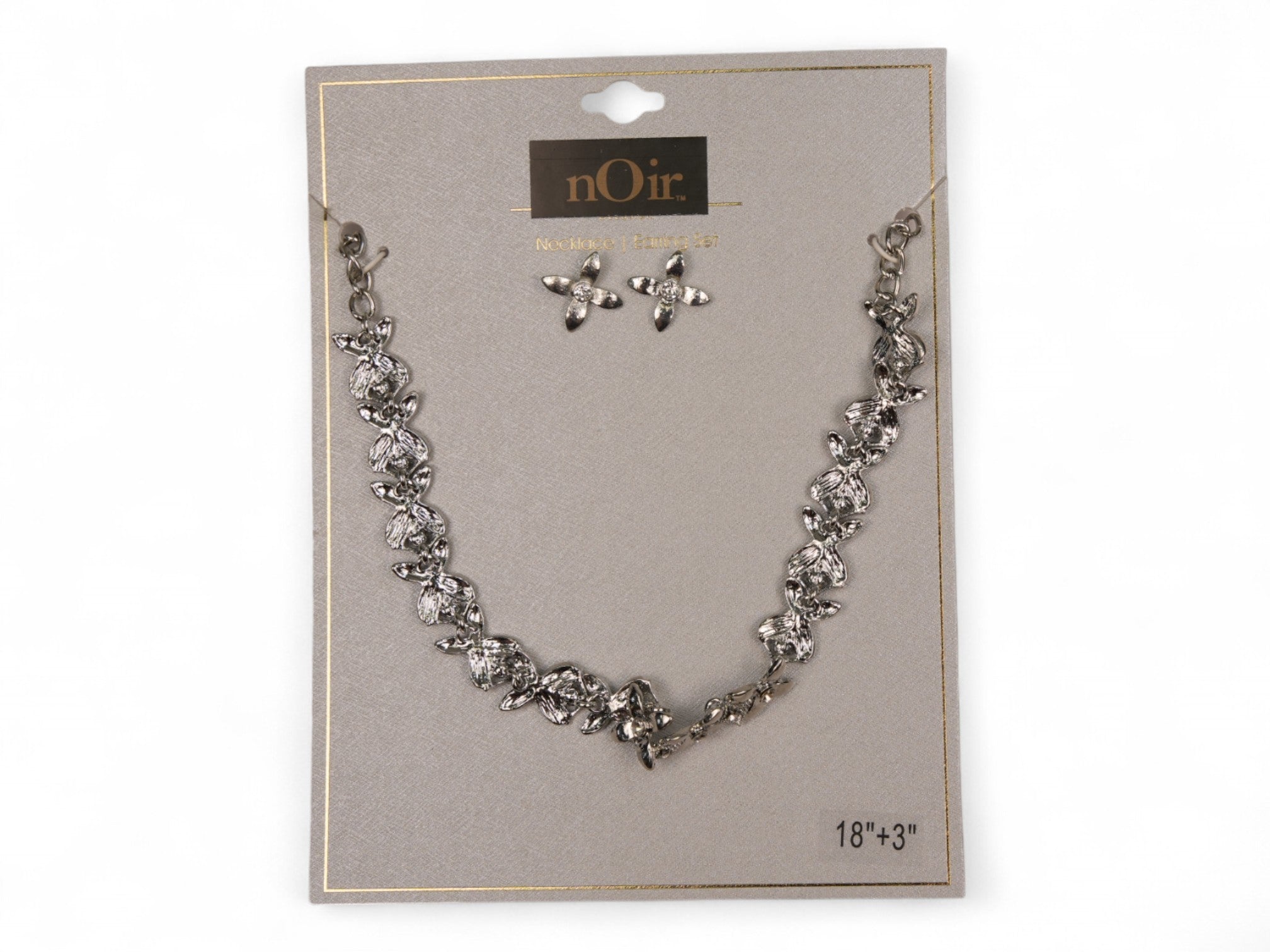 Rhinestone Silver Necklace & Earring Set