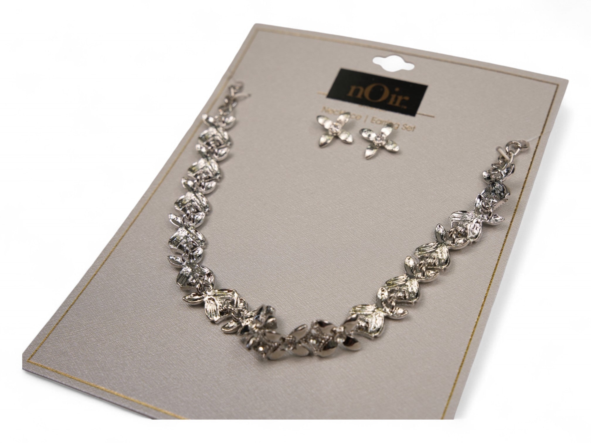 Rhinestone Silver Necklace & Earring Set
