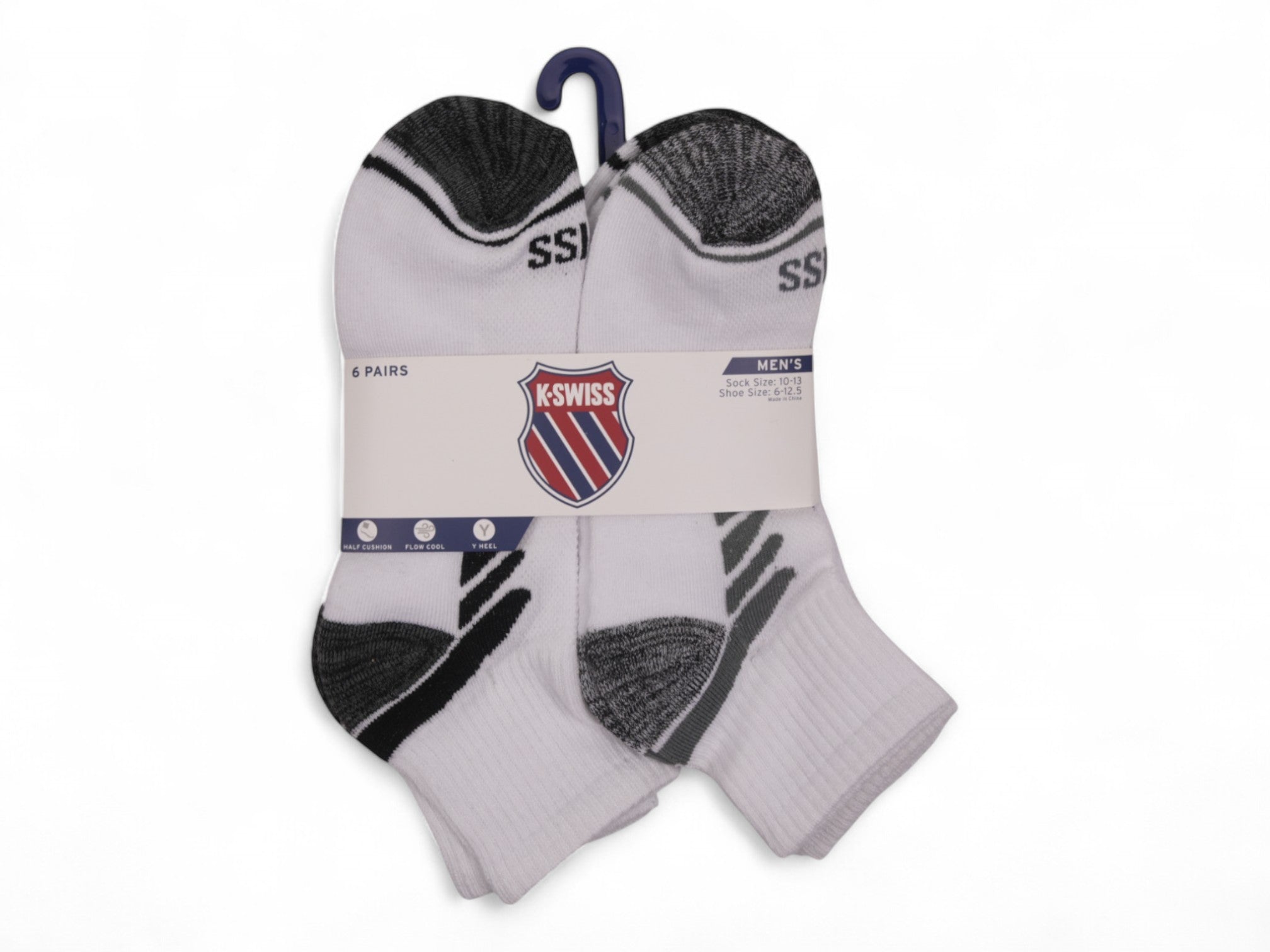 Kswiss men's 6 pair cushion quarter socks