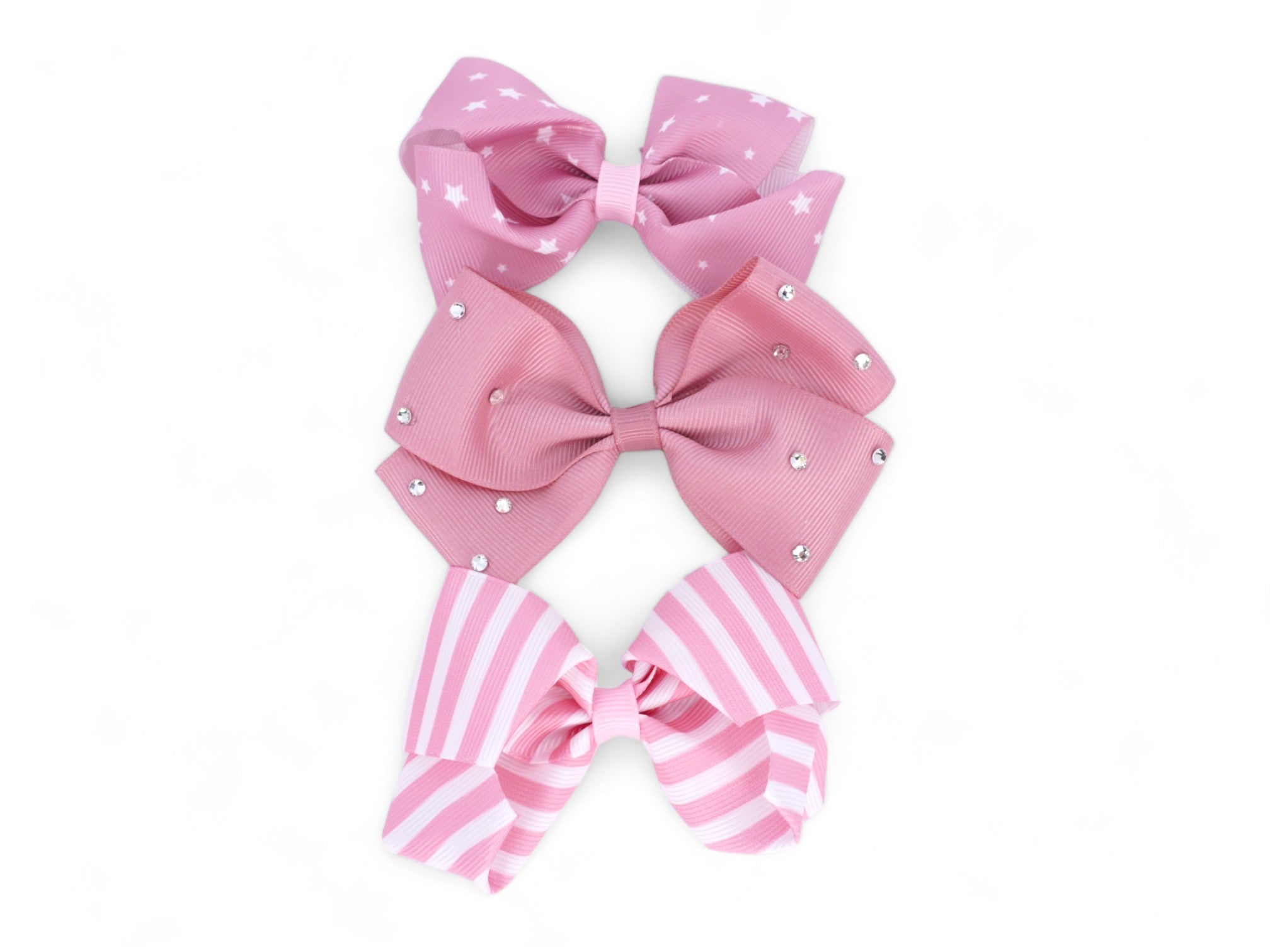Girl's XL Pink & Navy Bow Clips - 7 Pack