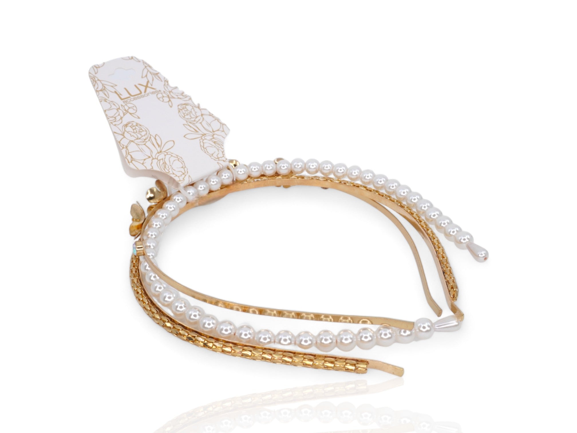 Girl's Gold & Pearl Headbands - 3 Pack