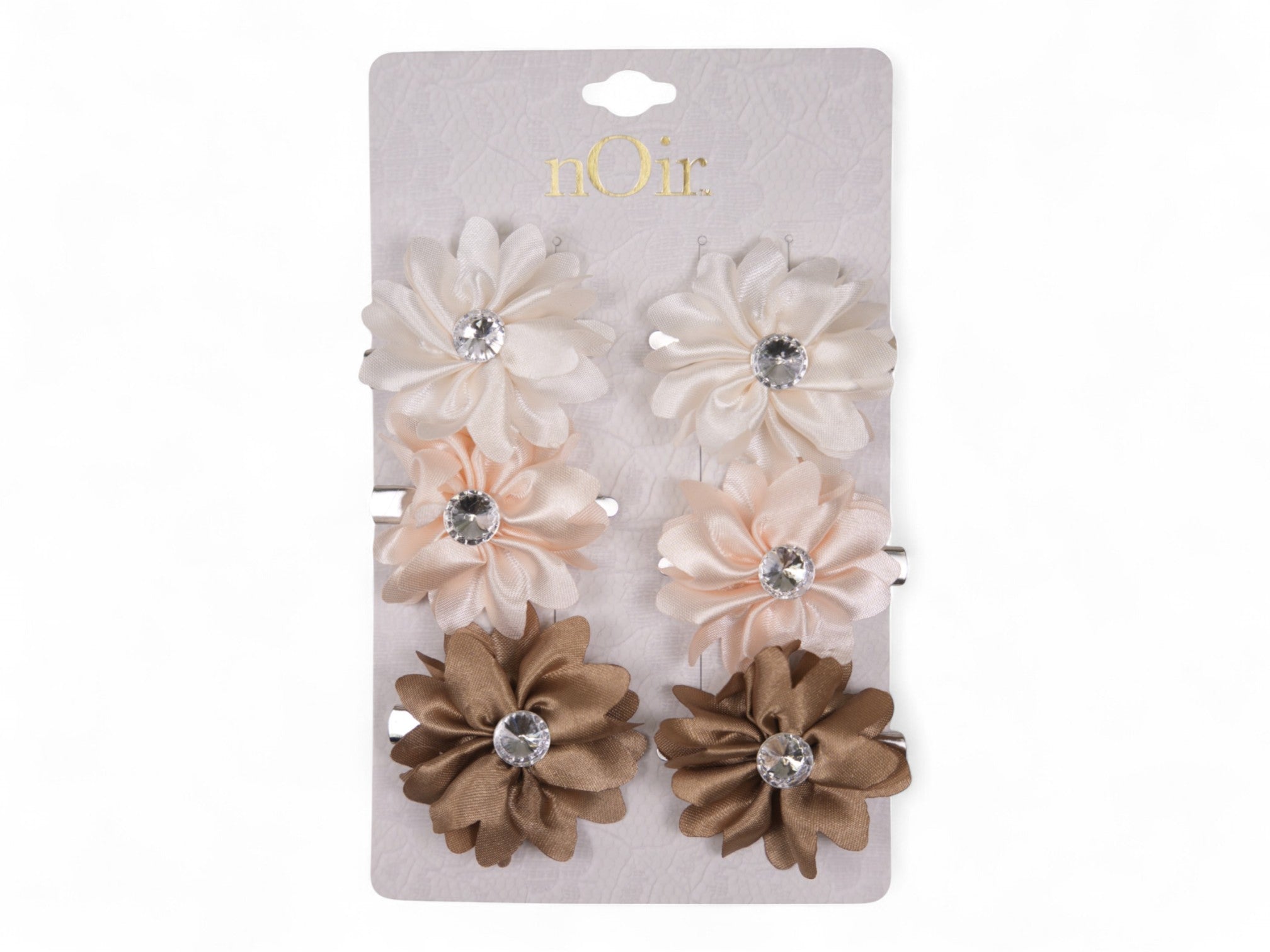 Girls' Silk Gem Flower Clips - 6 Pack