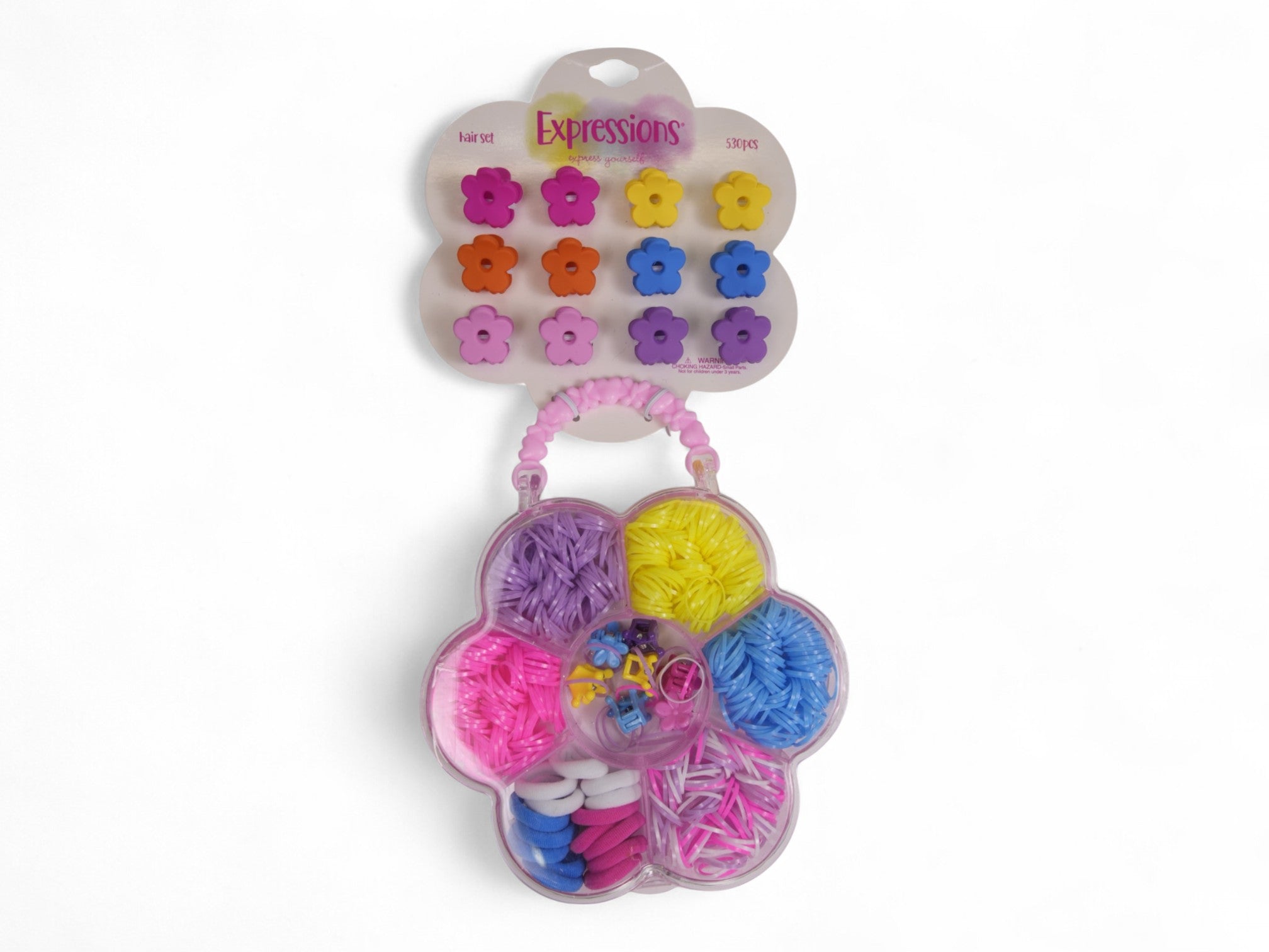 Neon Flower Hair Accessories Set - 530 Pieces