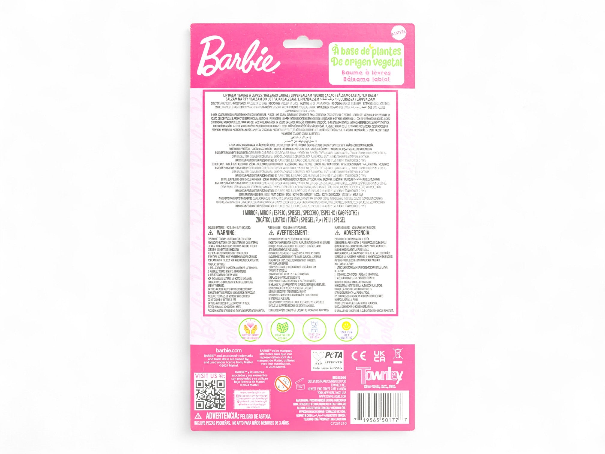 Barbie 4Pk Lip Balm & Mirror Set