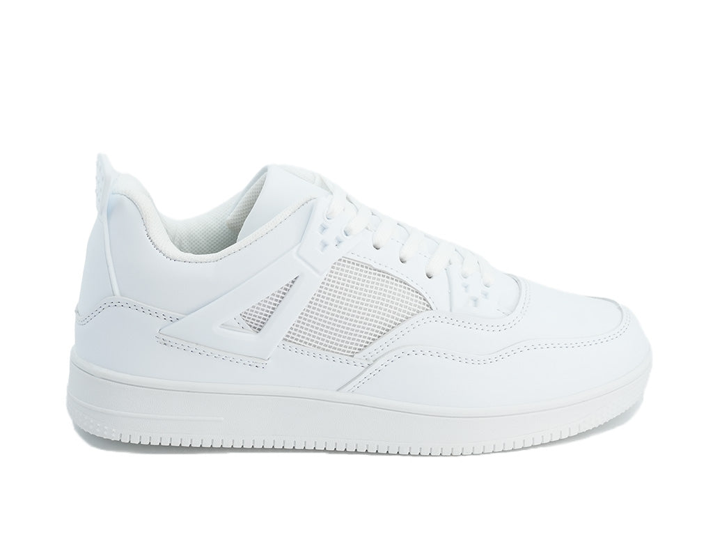 Women's White Netted Court Side Sneaker