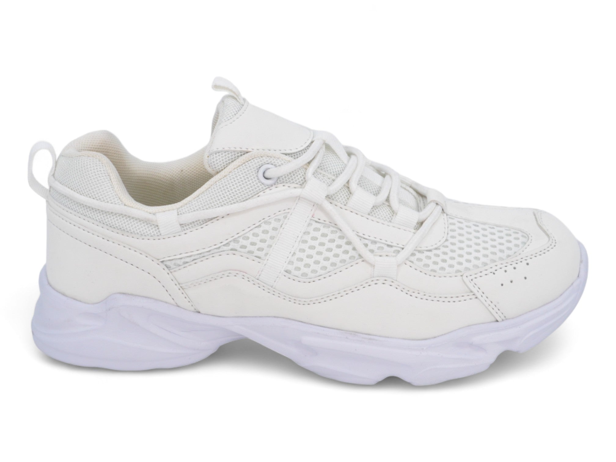 Women's White Chunky Bungee Sneaker