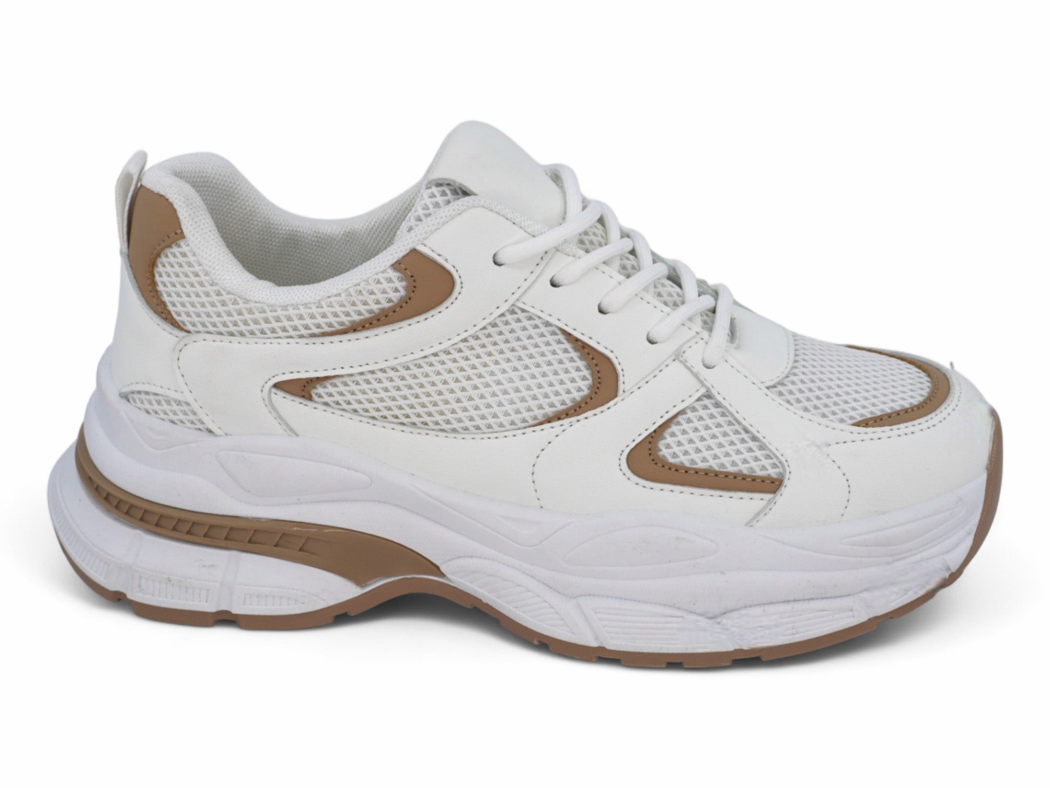 Women's White & Beige Chunky Sneaker