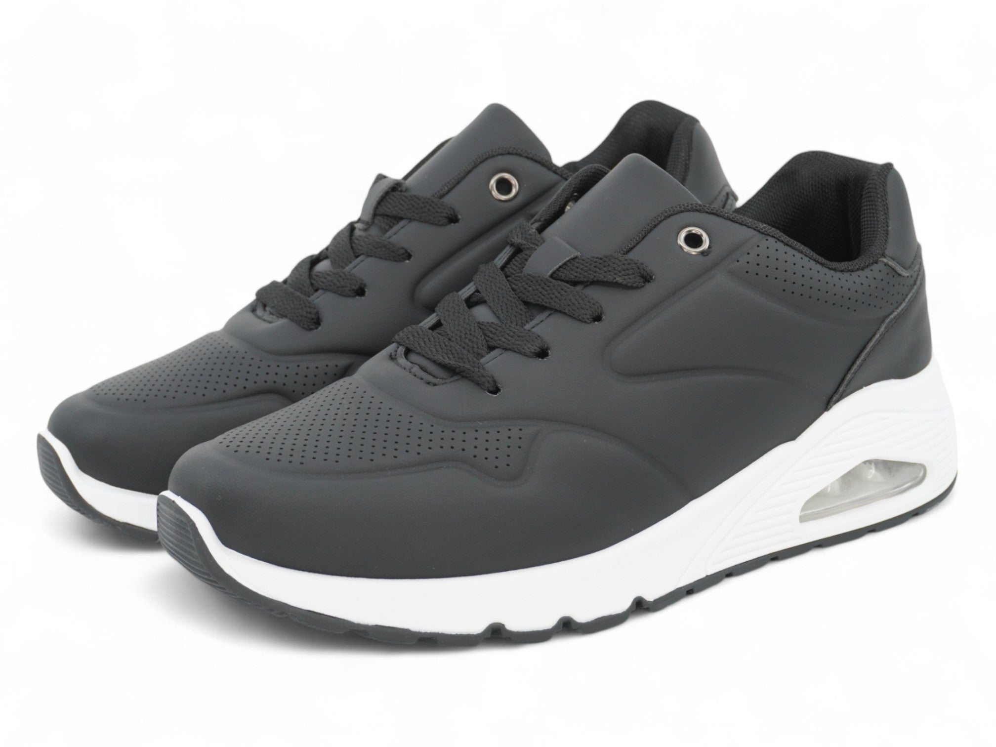 Women's Black Vegan Leather Bubble Sneaker