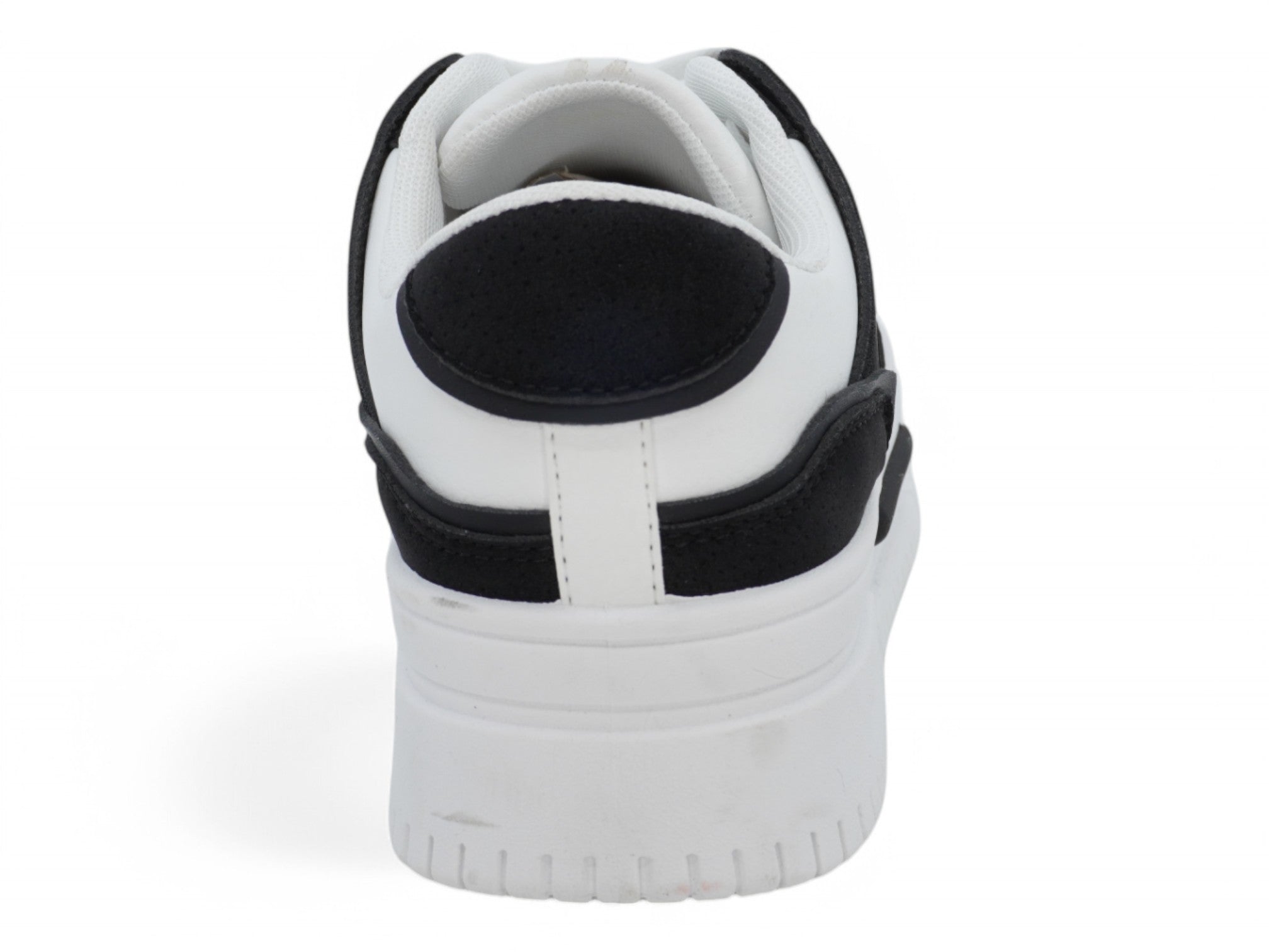 Women's Black & White Suede Platform Court Sneaker