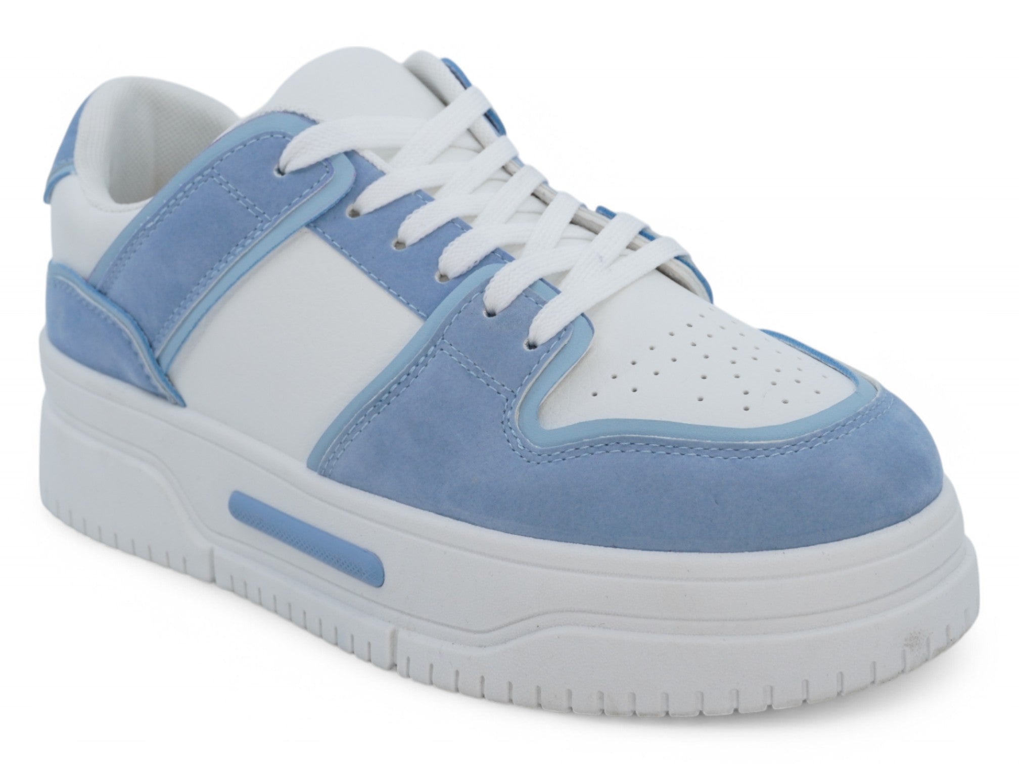 Women's Blue & White Suede Court Sneaker