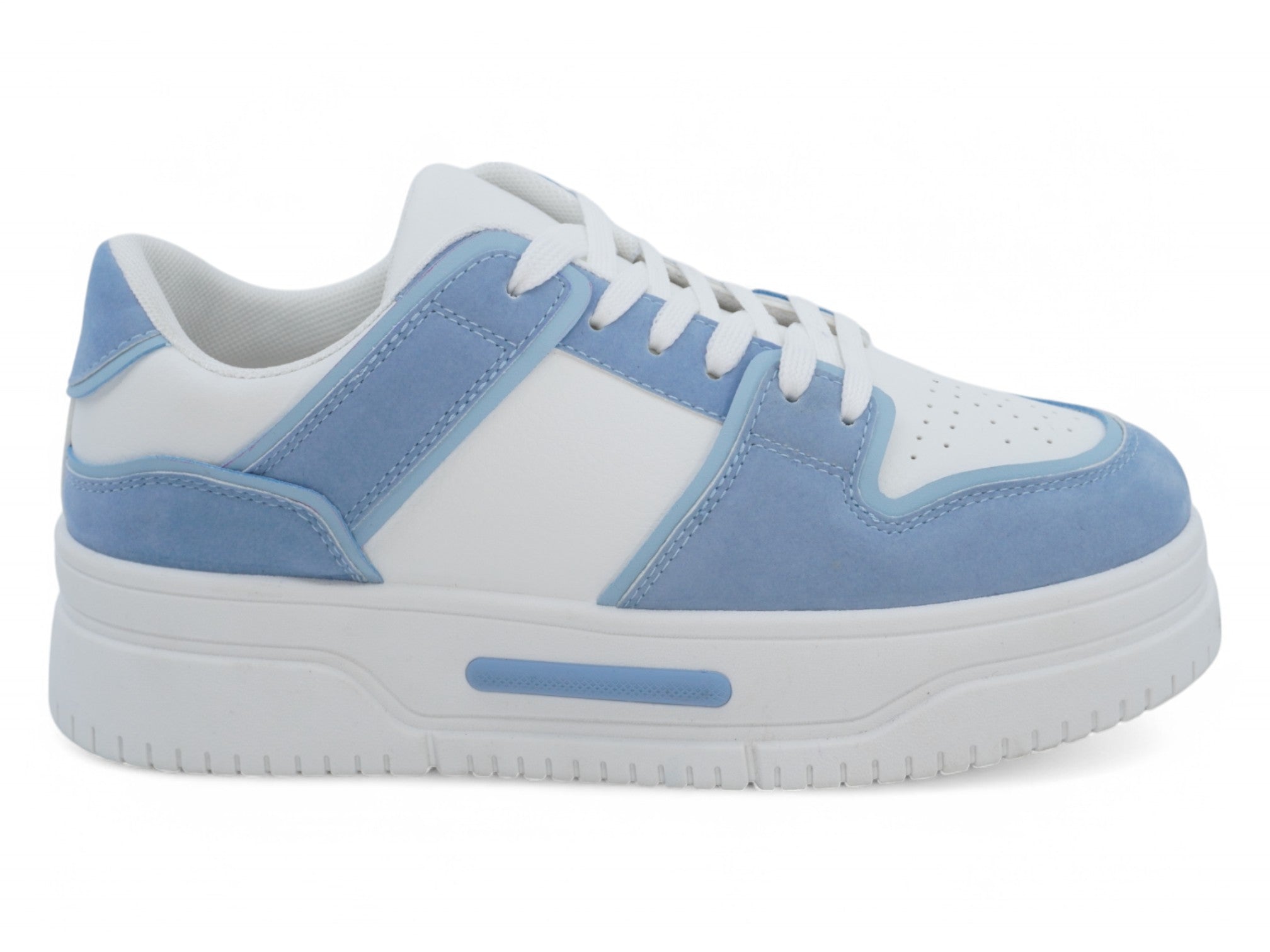 Women's Blue & White Suede Court Sneaker