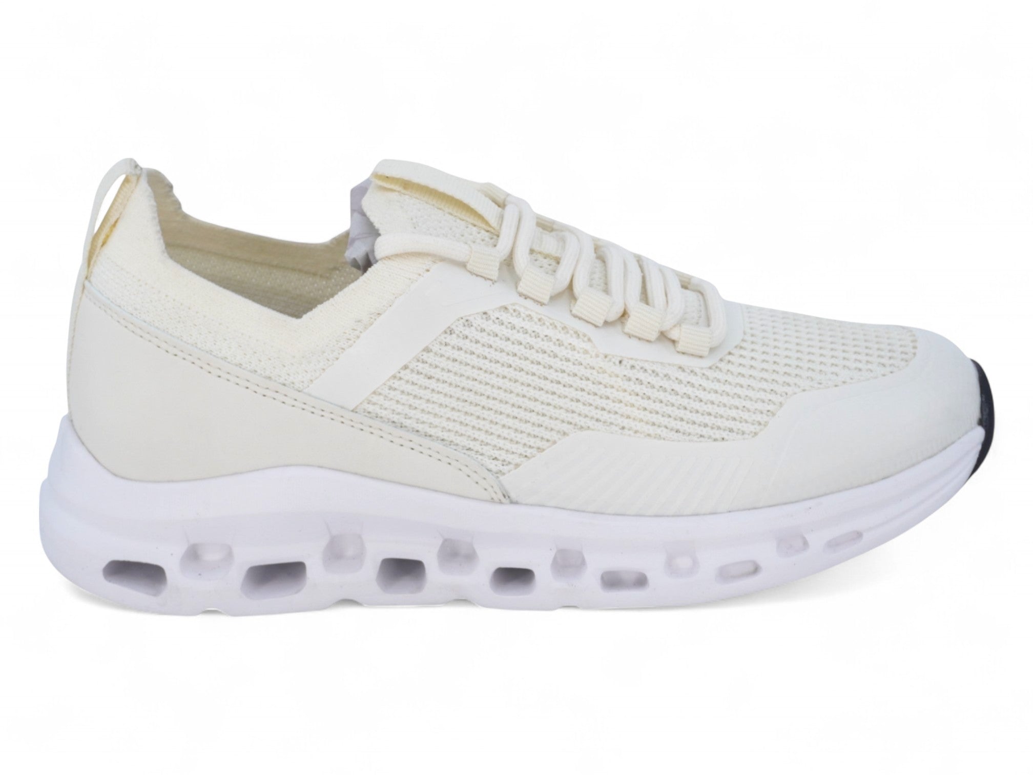 Women's Cream Low Cut Fly Knit Sneaker