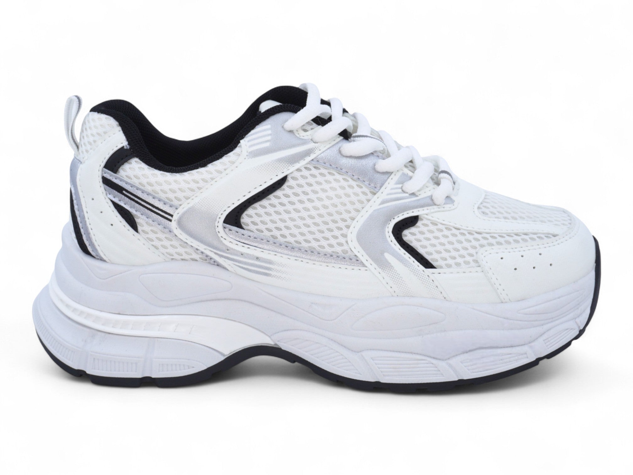 Women's White & Silver Tempo X Sneaker