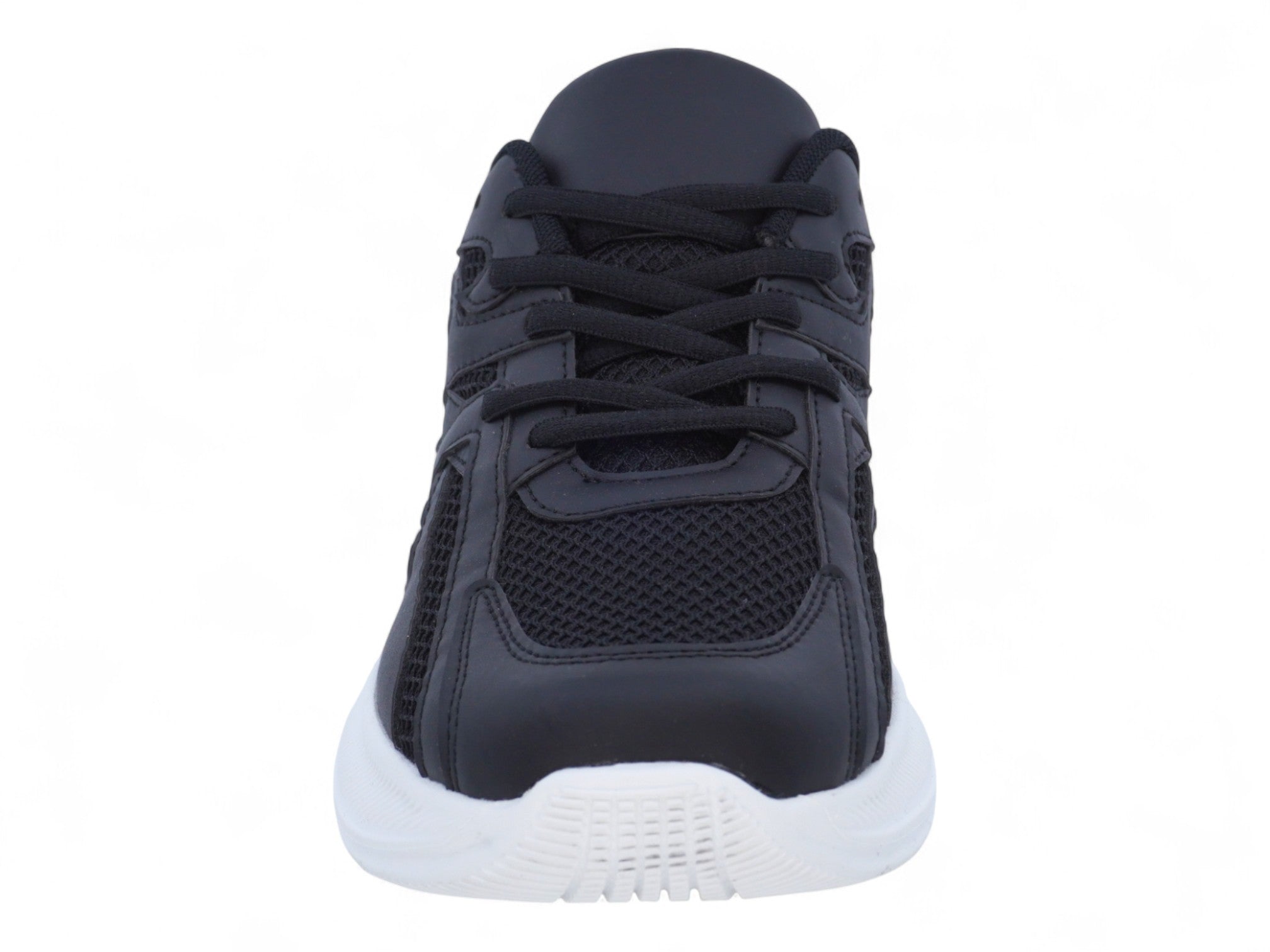 Women's Black Mesh & Vegan Leather Sport Sneaker