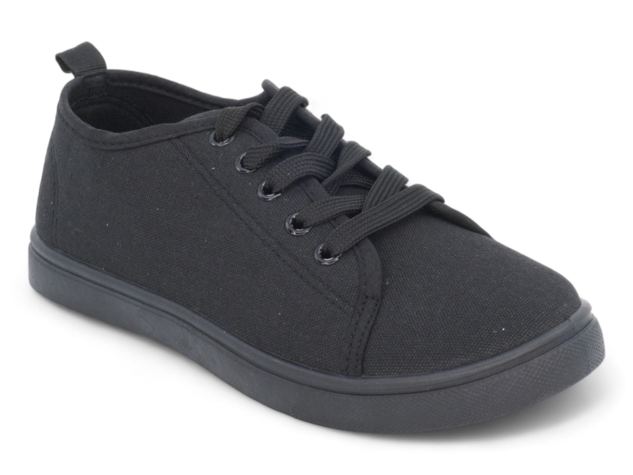 Women's Black Lace Up Canvas Sneaker
