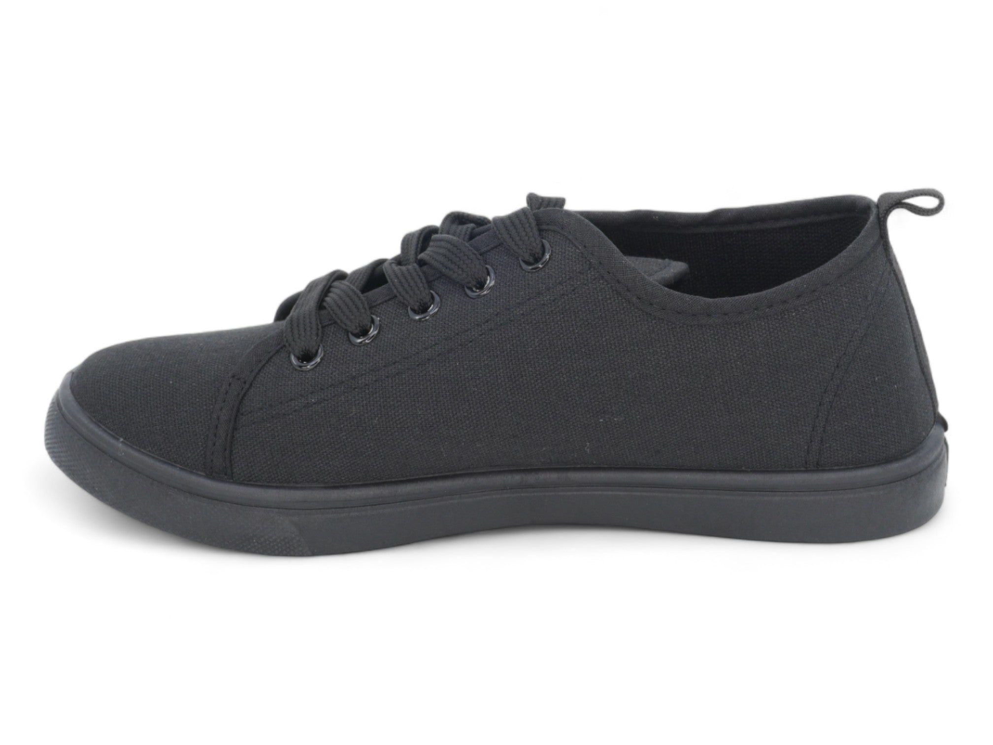Women's Black Lace Up Canvas Sneaker