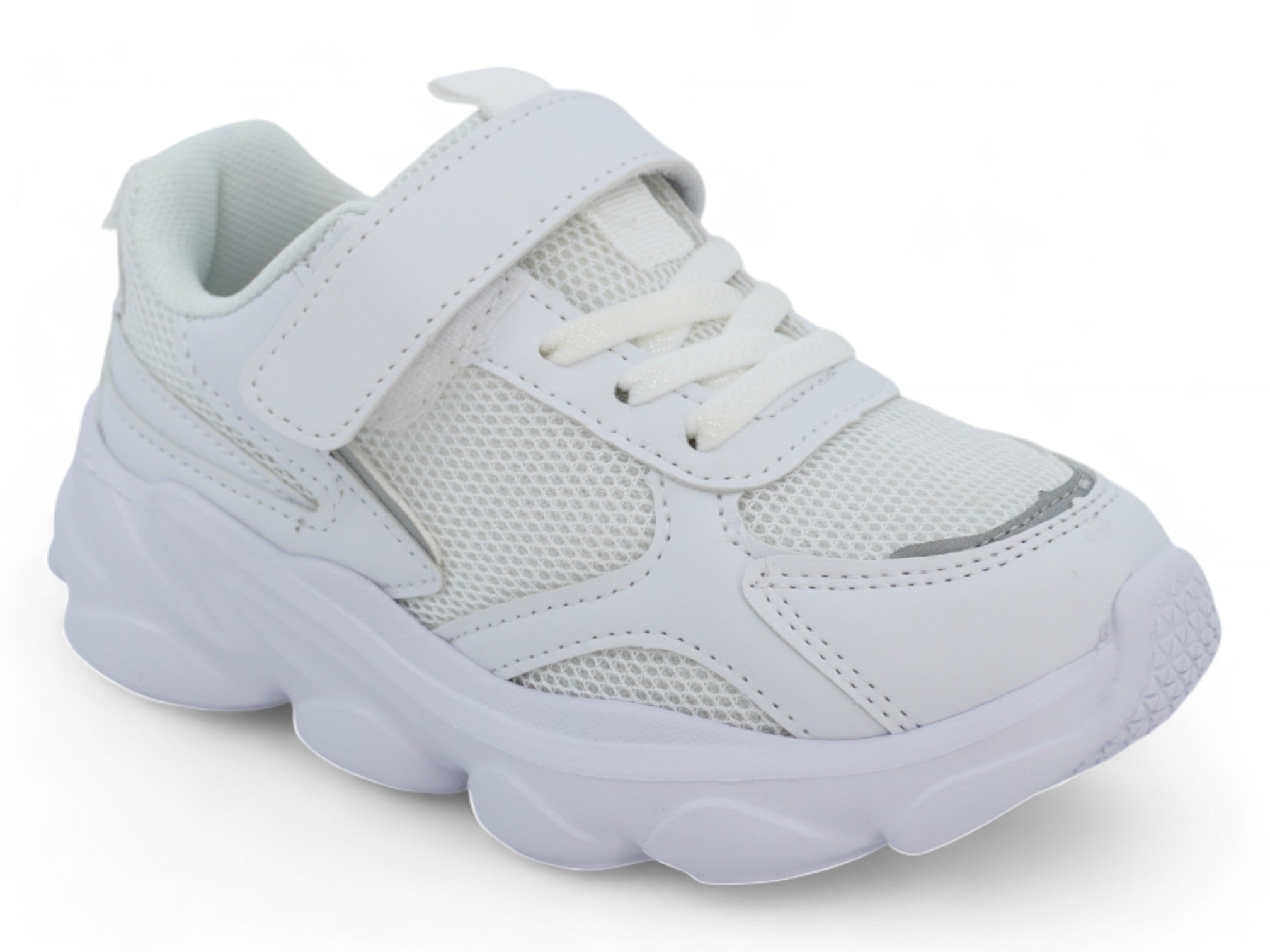 Girls White & Silver Mesh Sneaker