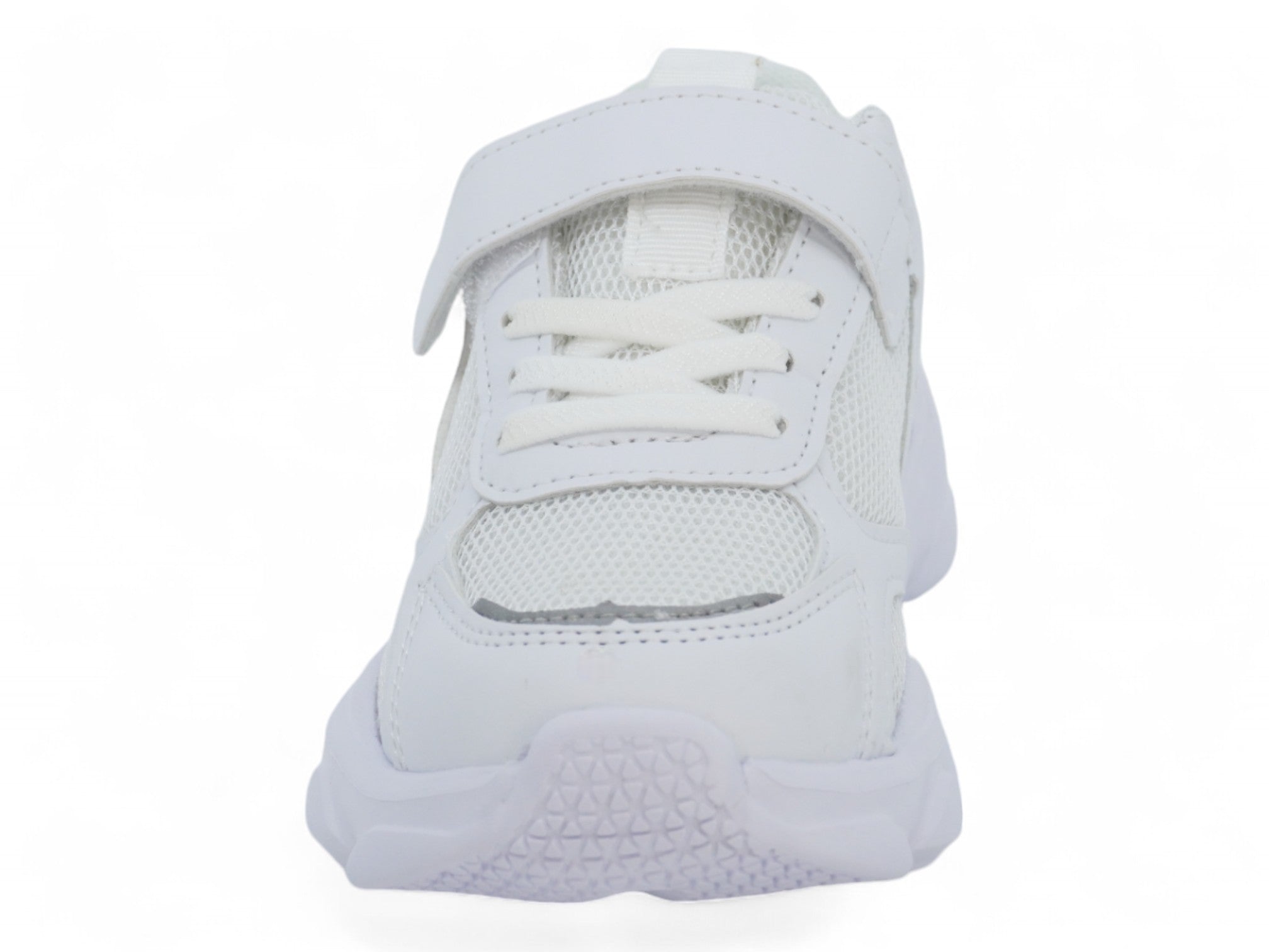 Girls White & Silver Mesh Sneaker