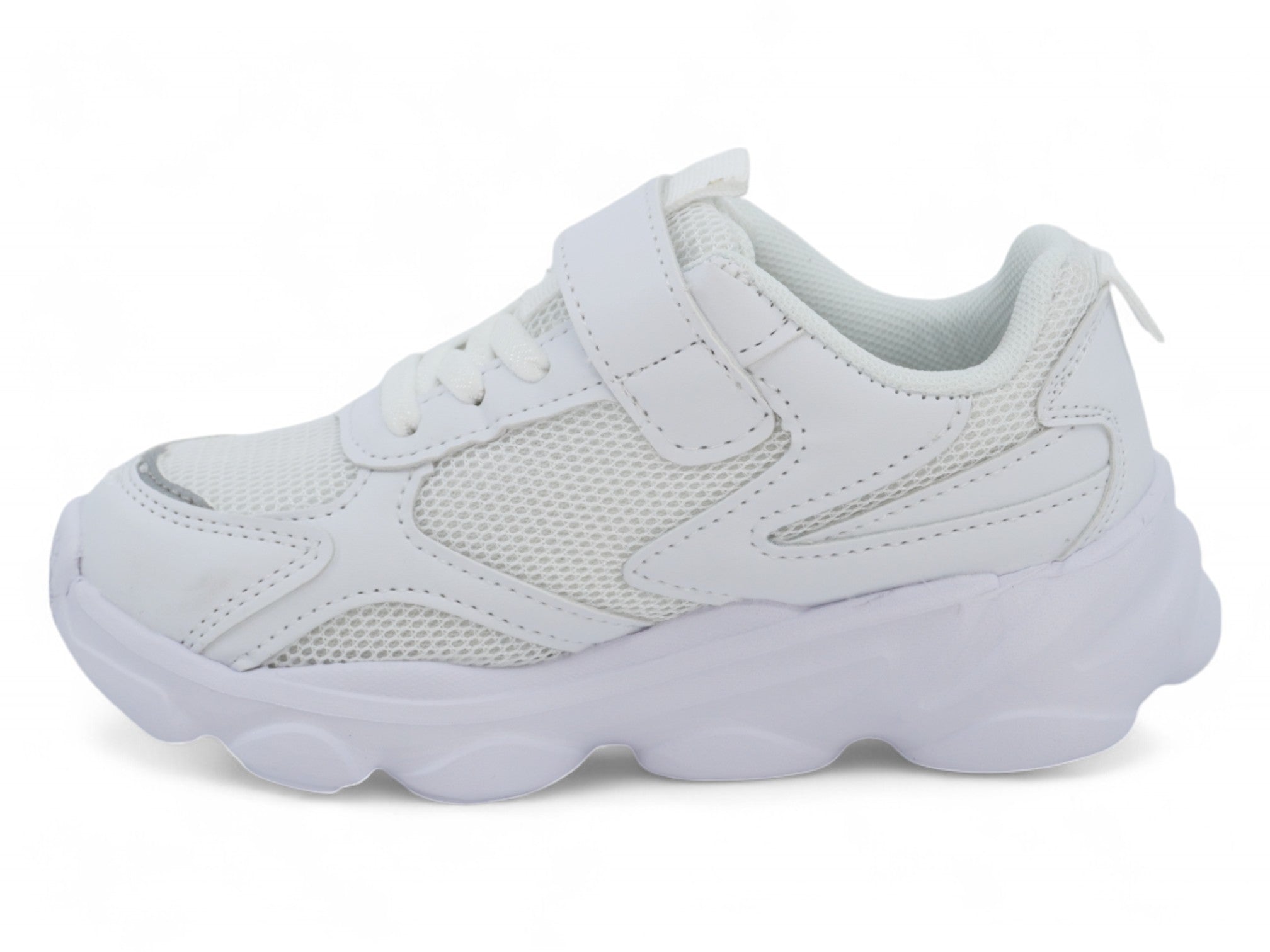 Girls White & Silver Mesh Sneaker