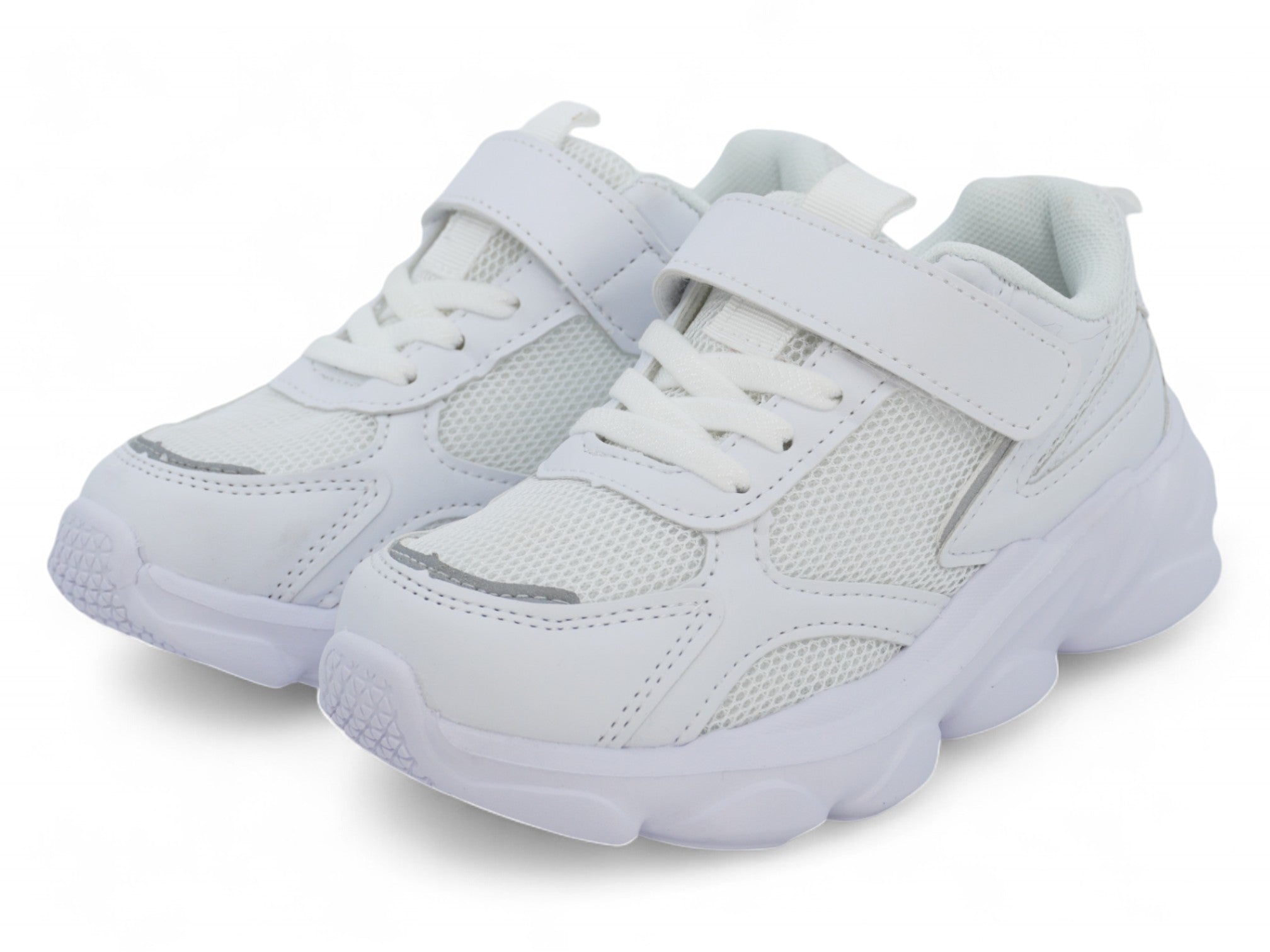 Girls White & Silver Mesh Sneaker