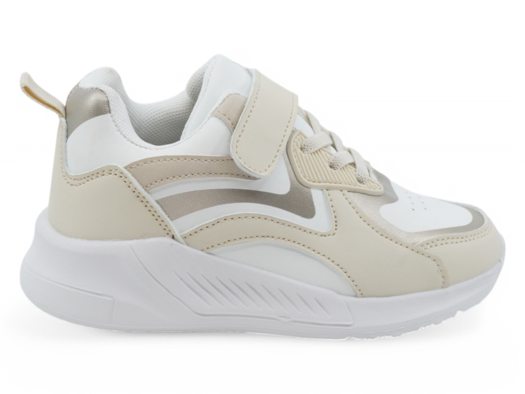 Toddler White & Gold Bubble Sneaker