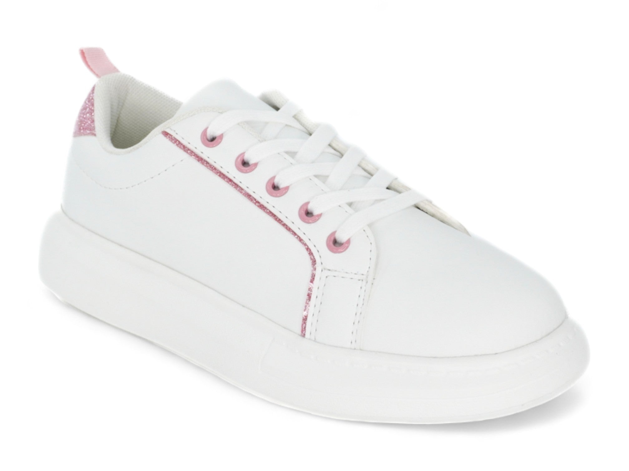 Girls White Glitter Platform Sneaker