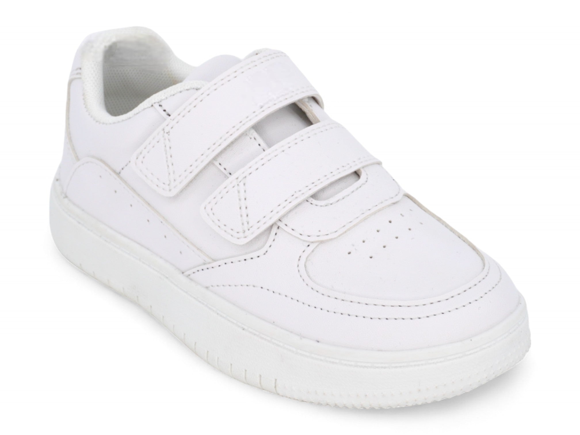 Girls White Double Velcro Sneaker
