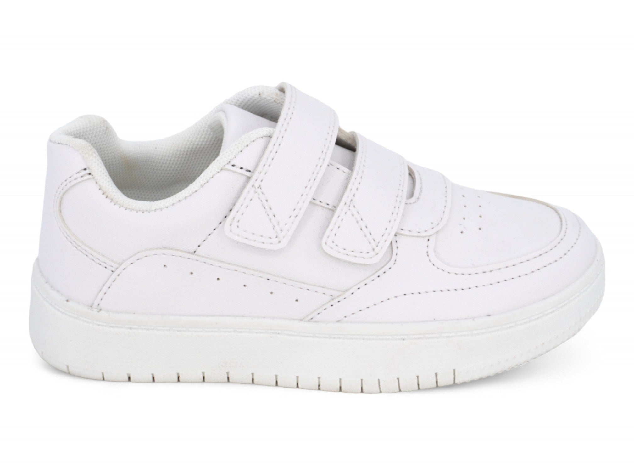 Girls White Double Velcro Sneaker