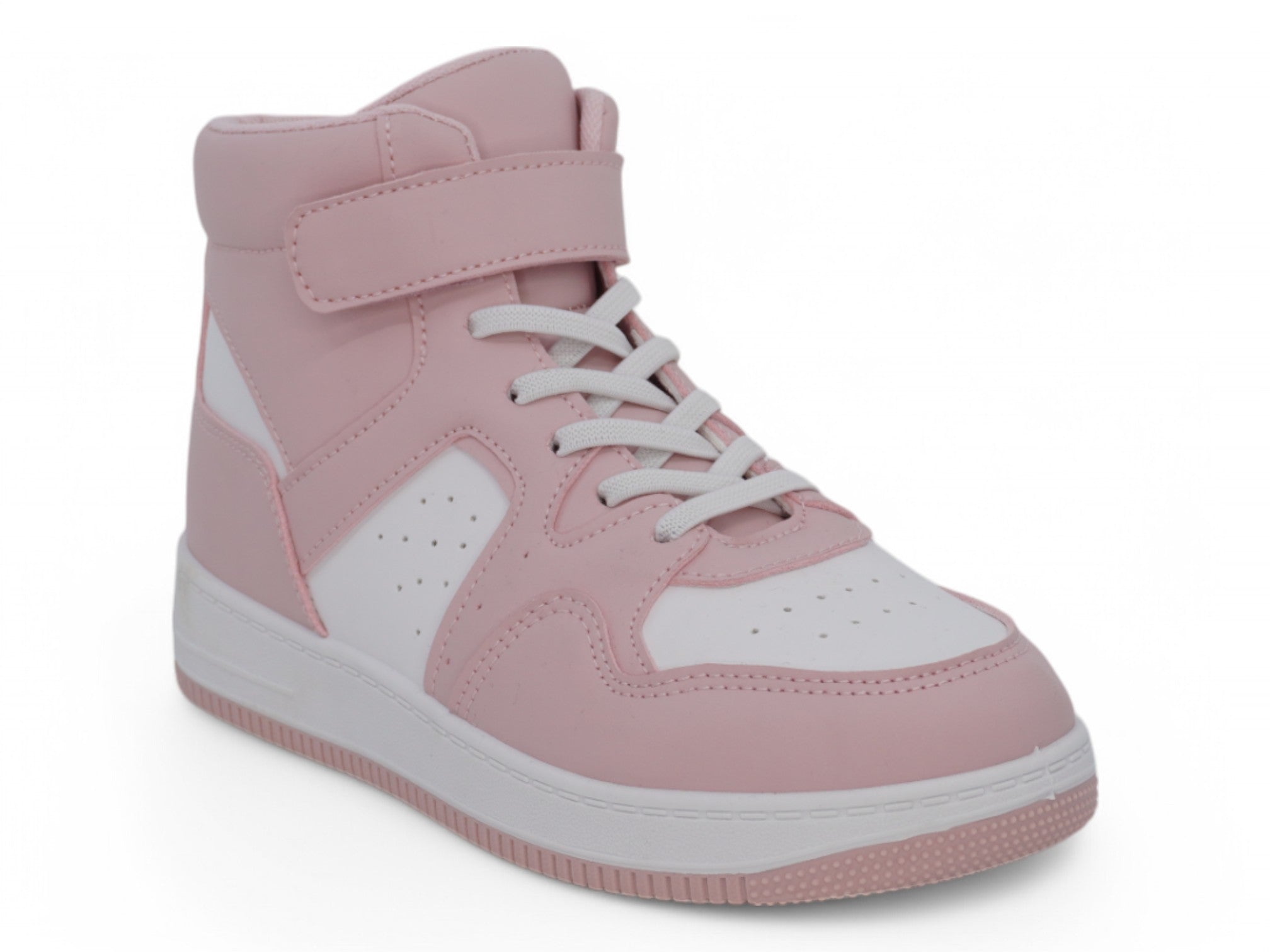 Girls Blush Pink & White High Top Sneaker