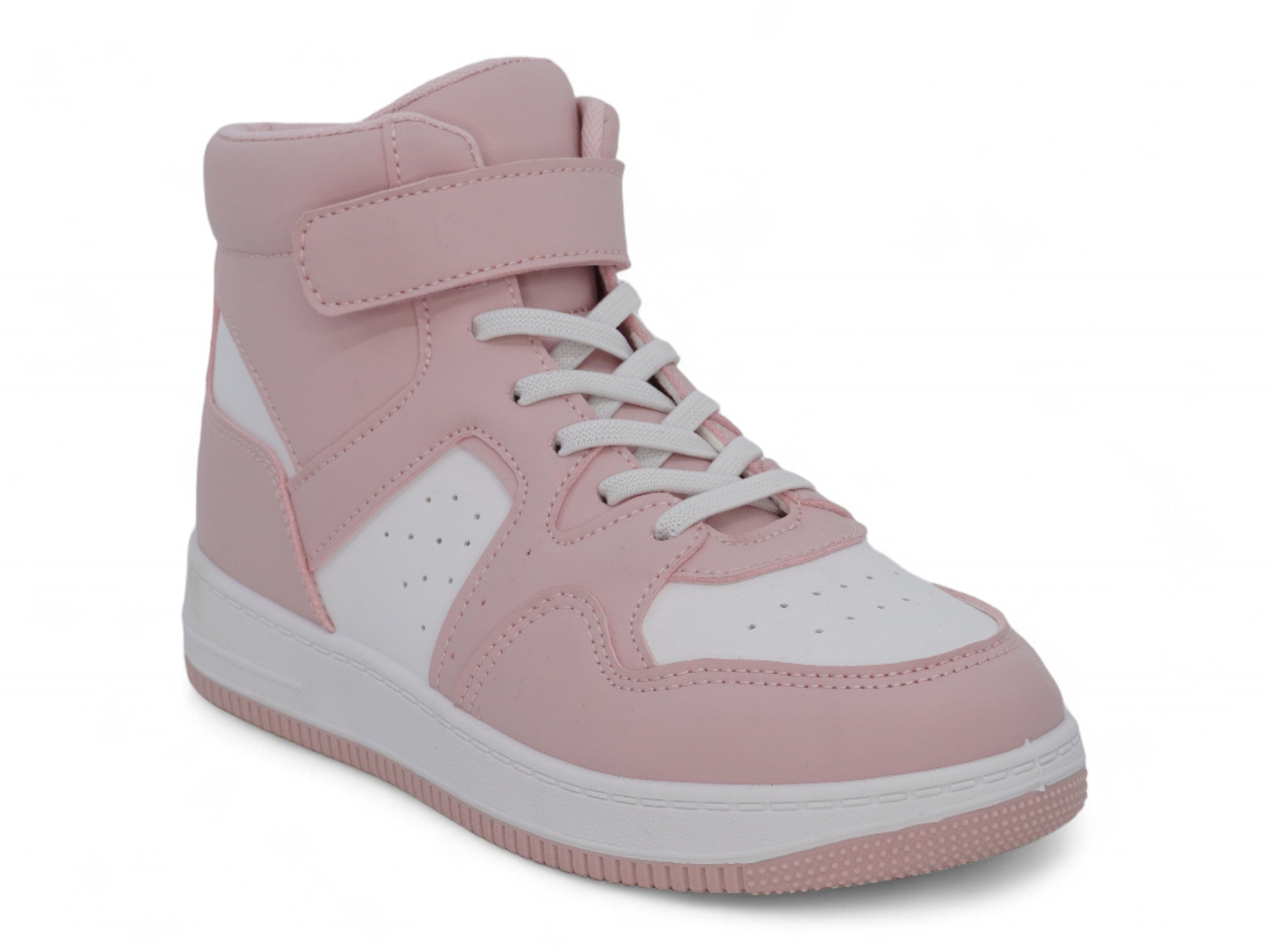 Girls Blush Pink & White High Top Sneaker