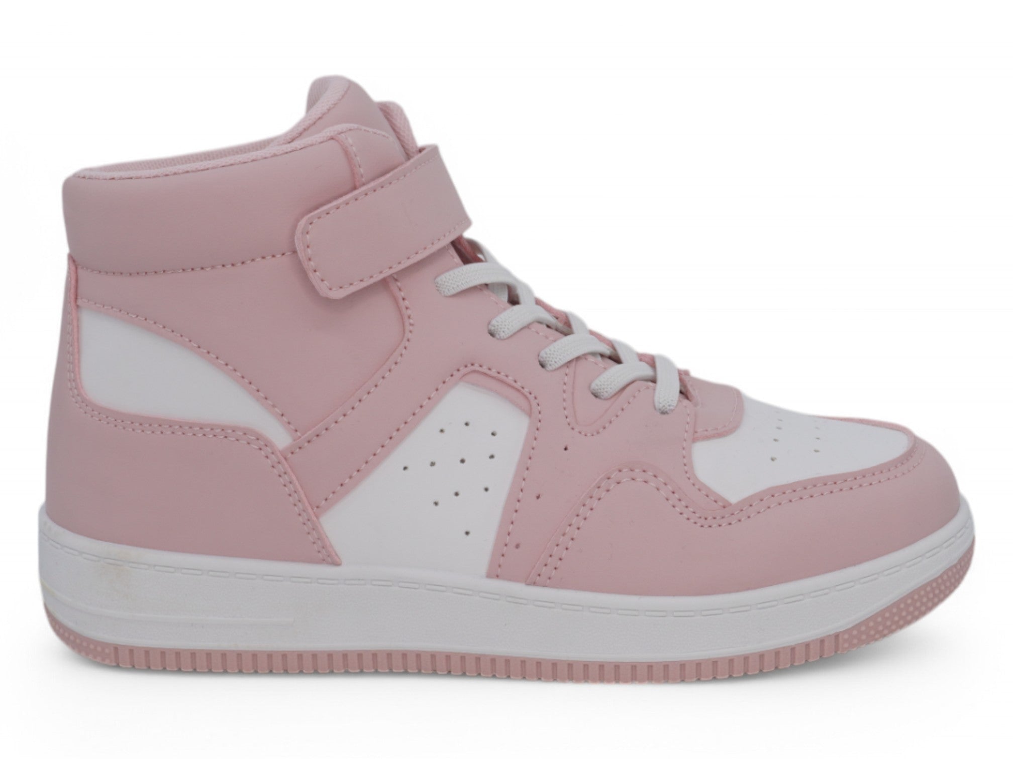 Girls Blush Pink & White High Top Sneaker